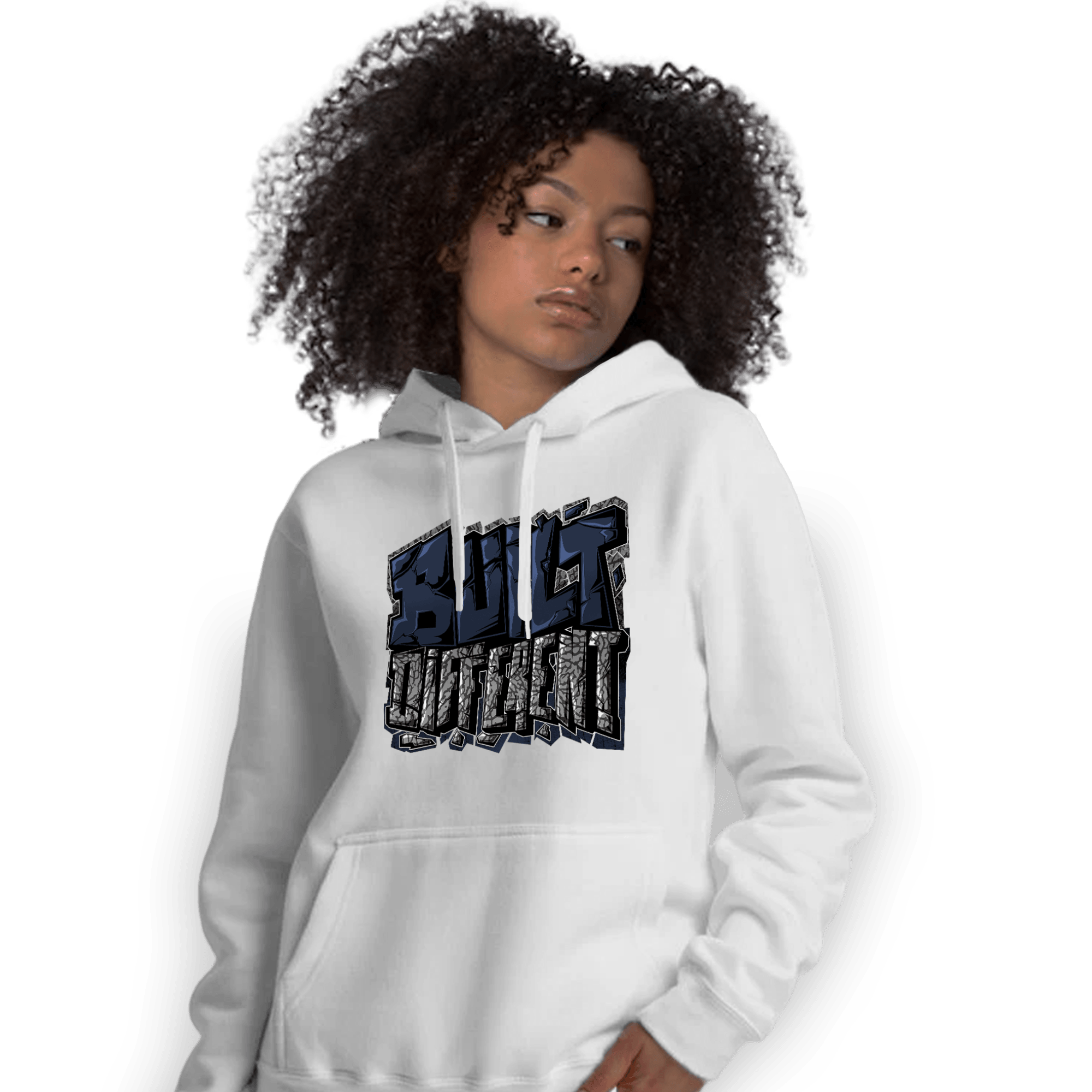 White Navy 3s Hoodie Match Built Different - NastyJamz