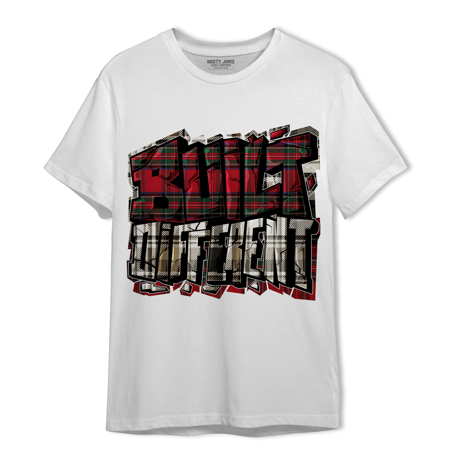 Plaid 5s T Shirt Match Built Different - NastyJamz