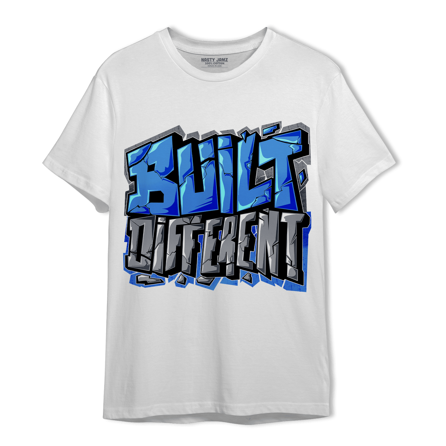 University Blue 5s T Shirt Match Built Different - NastyJamz