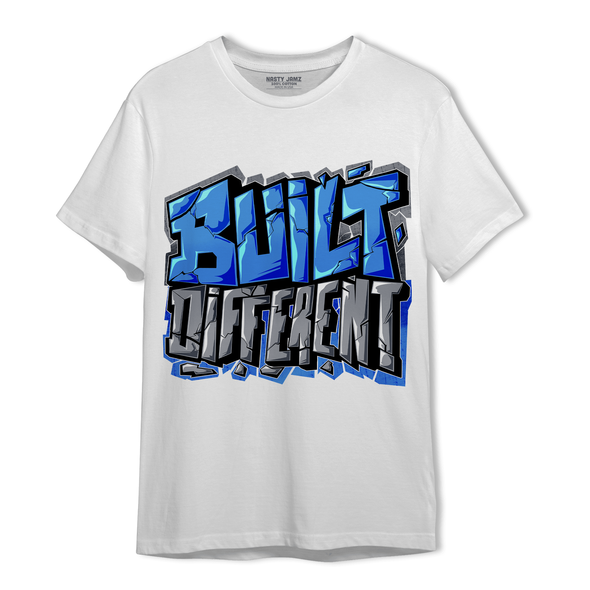 University Blue 5s T Shirt Match Built Different - NastyJamz