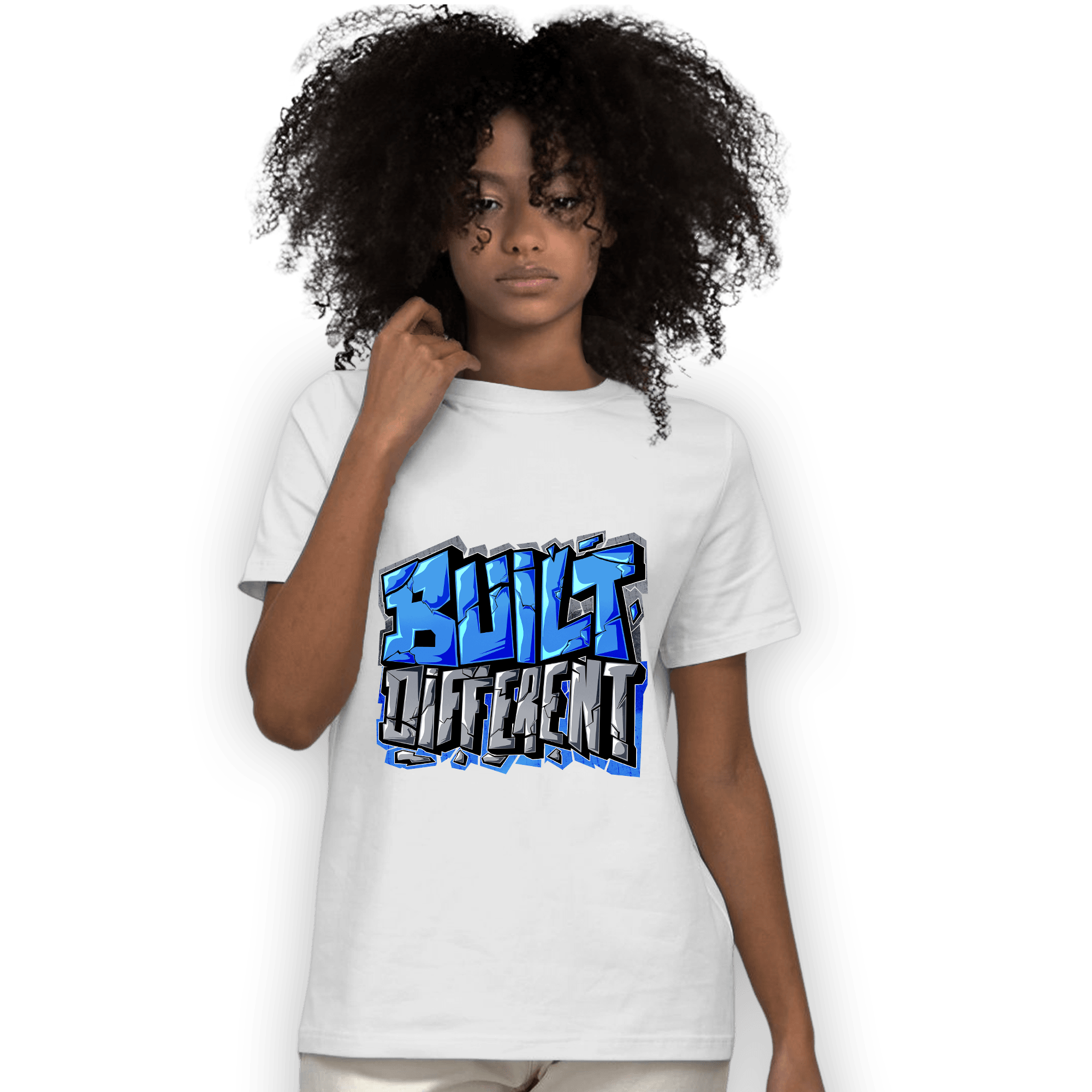 University Blue 5s T Shirt Match Built Different - NastyJamz