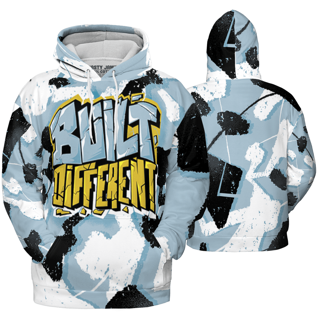 Blue Grey 13s Hoodie Match Built Different 3D All-Over Print Broken - NastyJamz