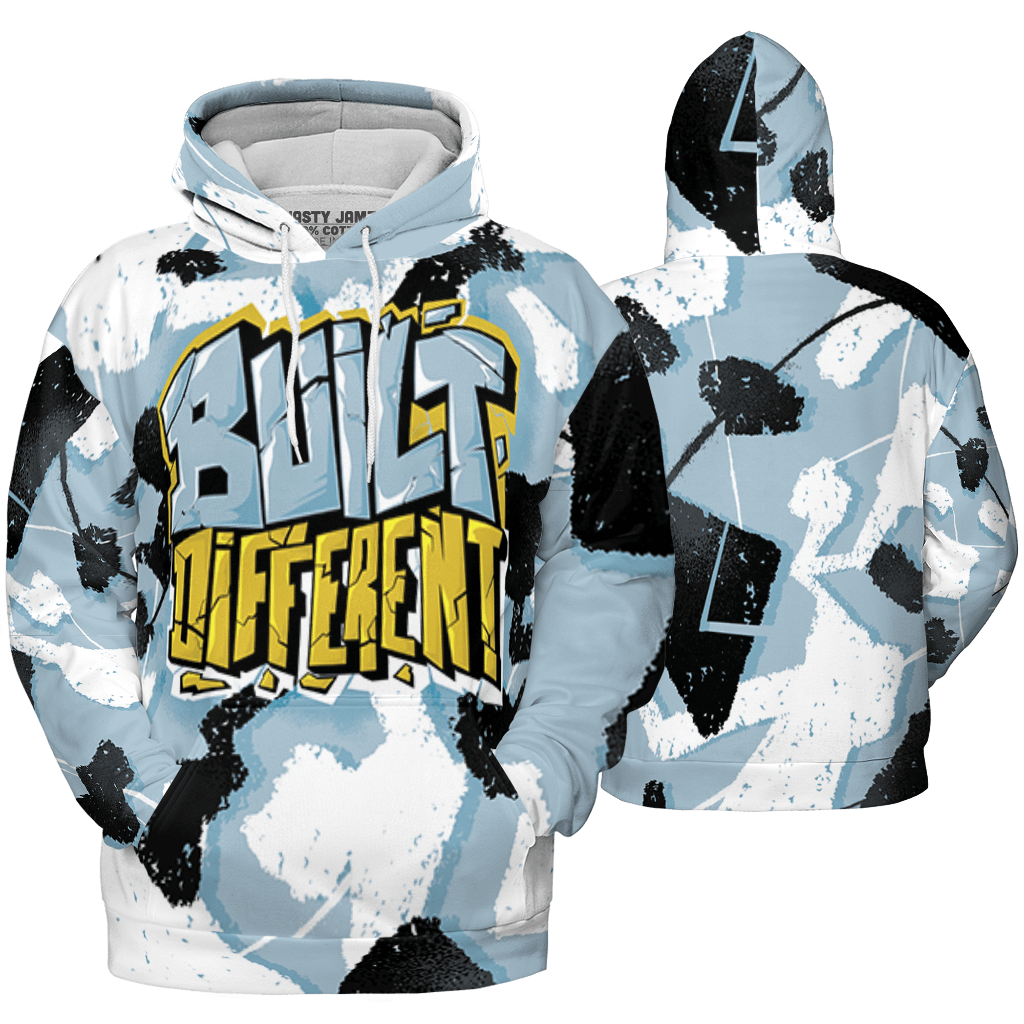 Blue Grey 13s Hoodie Match Built Different 3D All-Over Print Broken - NastyJamz