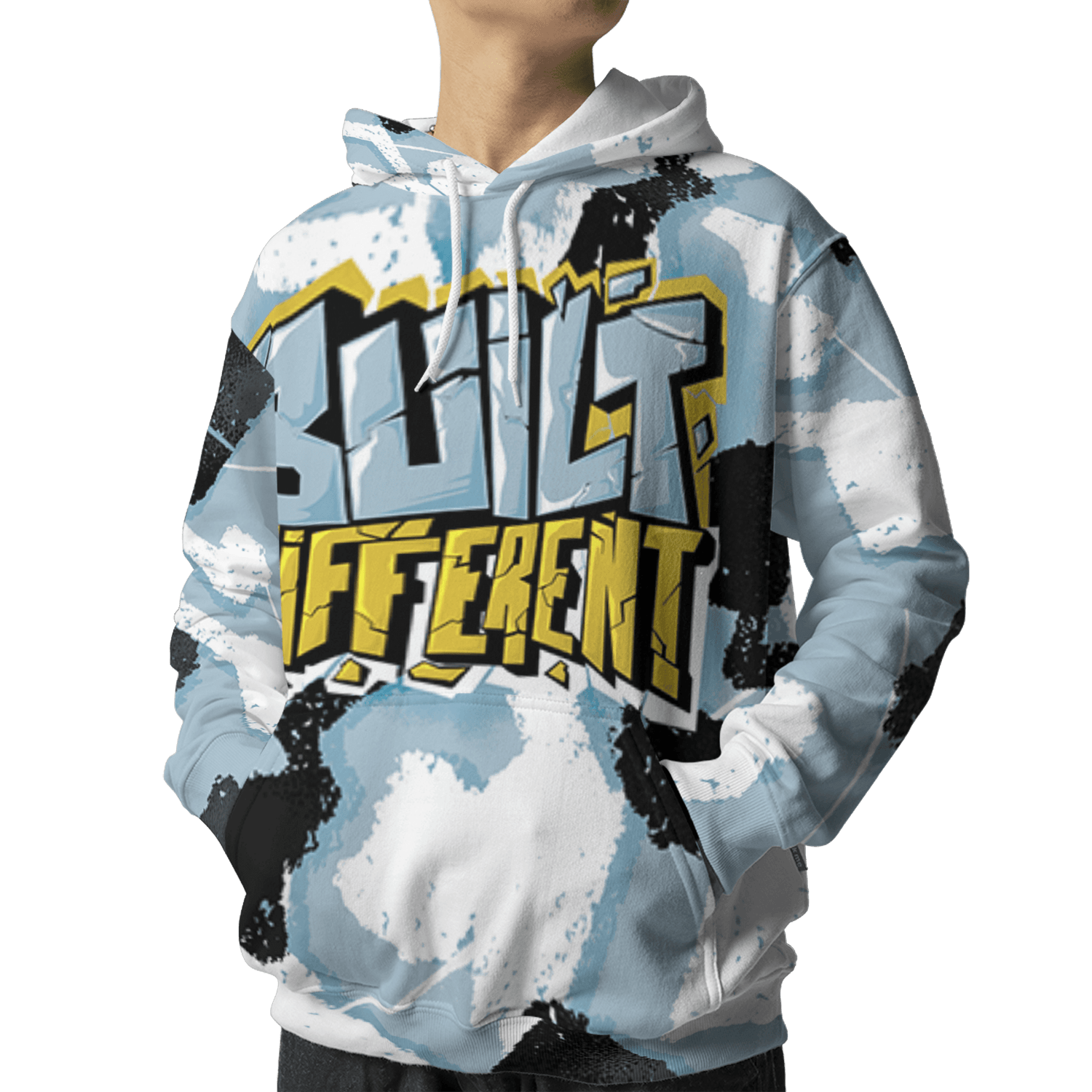 Blue Grey 13s Hoodie Match Built Different 3D All-Over Print Broken - NastyJamz