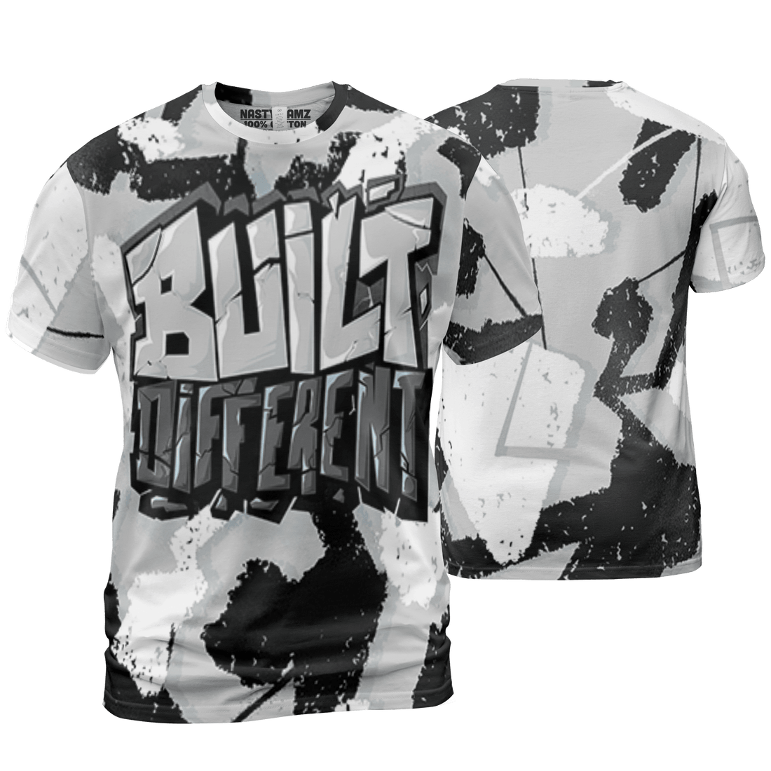 Retro High OG Black White 1s T Shirt Match Built Different 3D All-Over Print Broken - NastyJamz