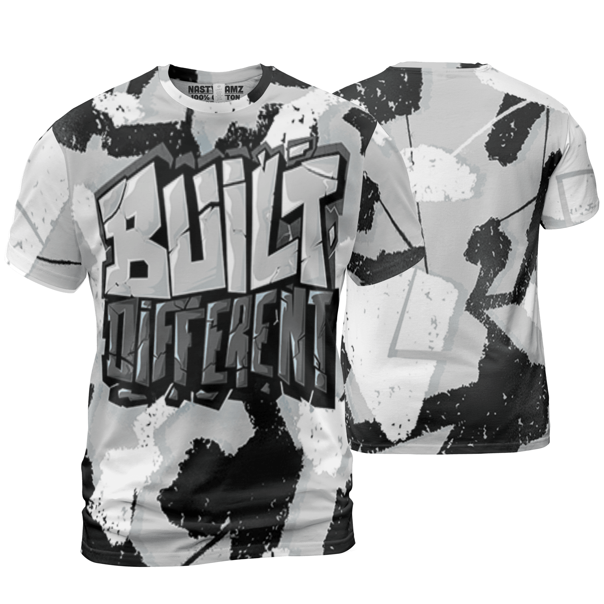 Retro High OG Black White 1s T Shirt Match Built Different 3D All-Over Print Broken - NastyJamz