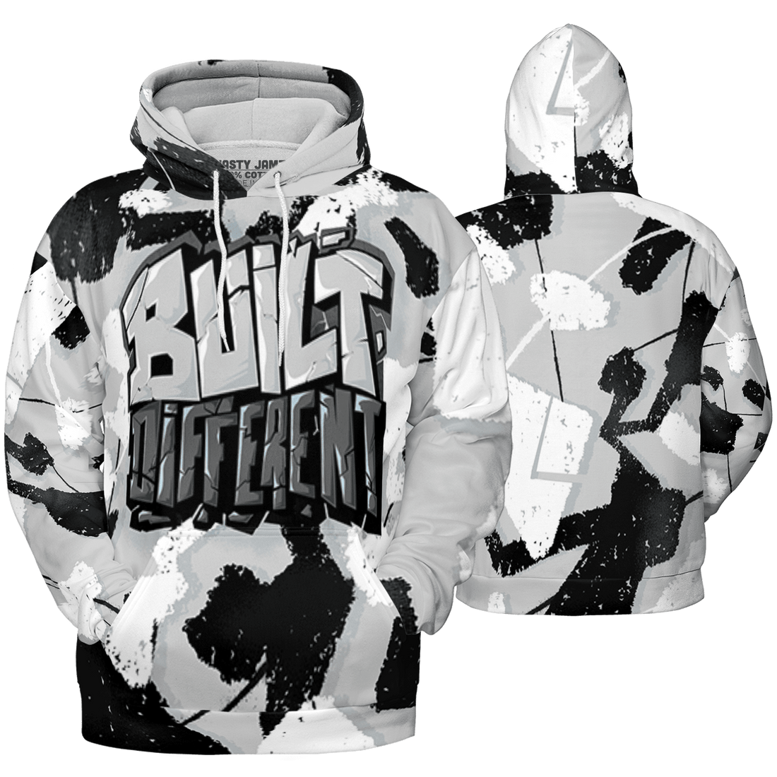 Retro High OG Black White 1s Hoodie Match Built Different 3D All-Over Print Broken - NastyJamz