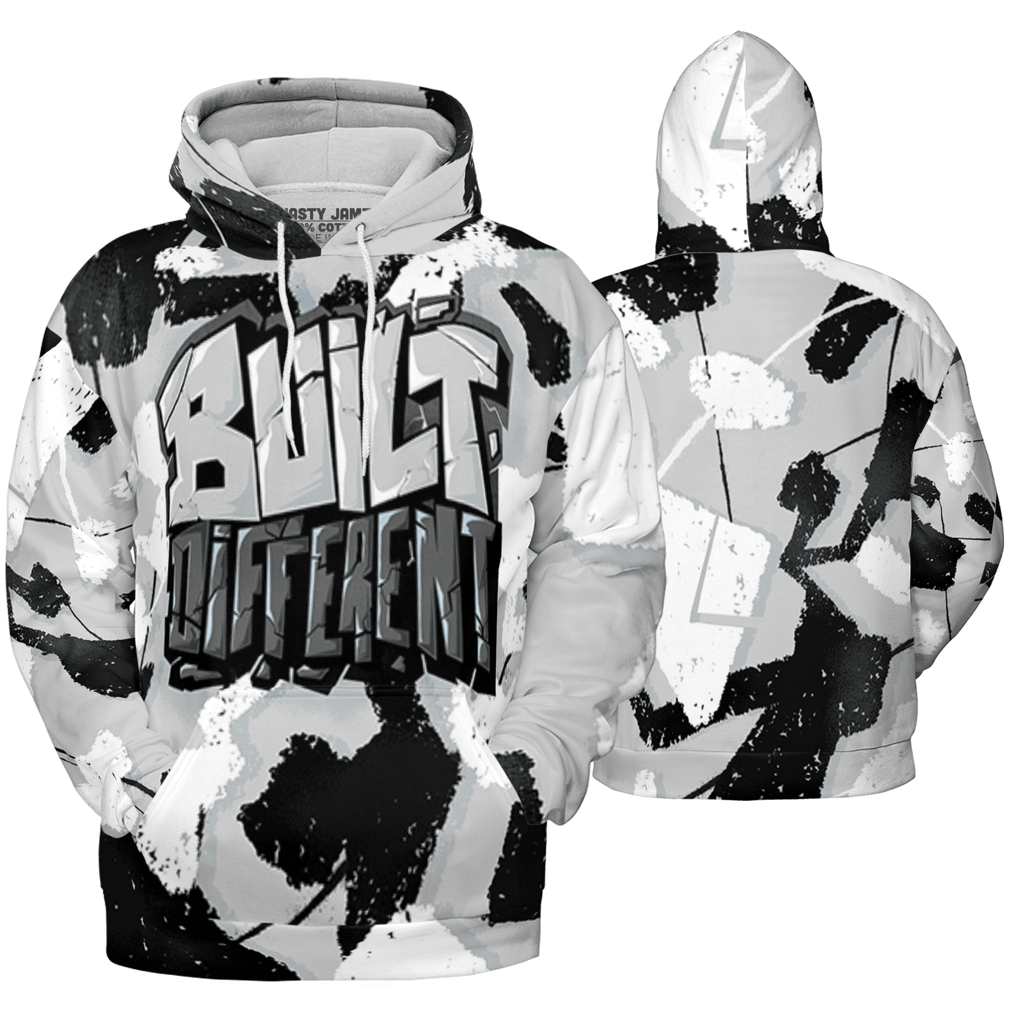 Retro High OG Black White 1s Hoodie Match Built Different 3D All-Over Print Broken - NastyJamz