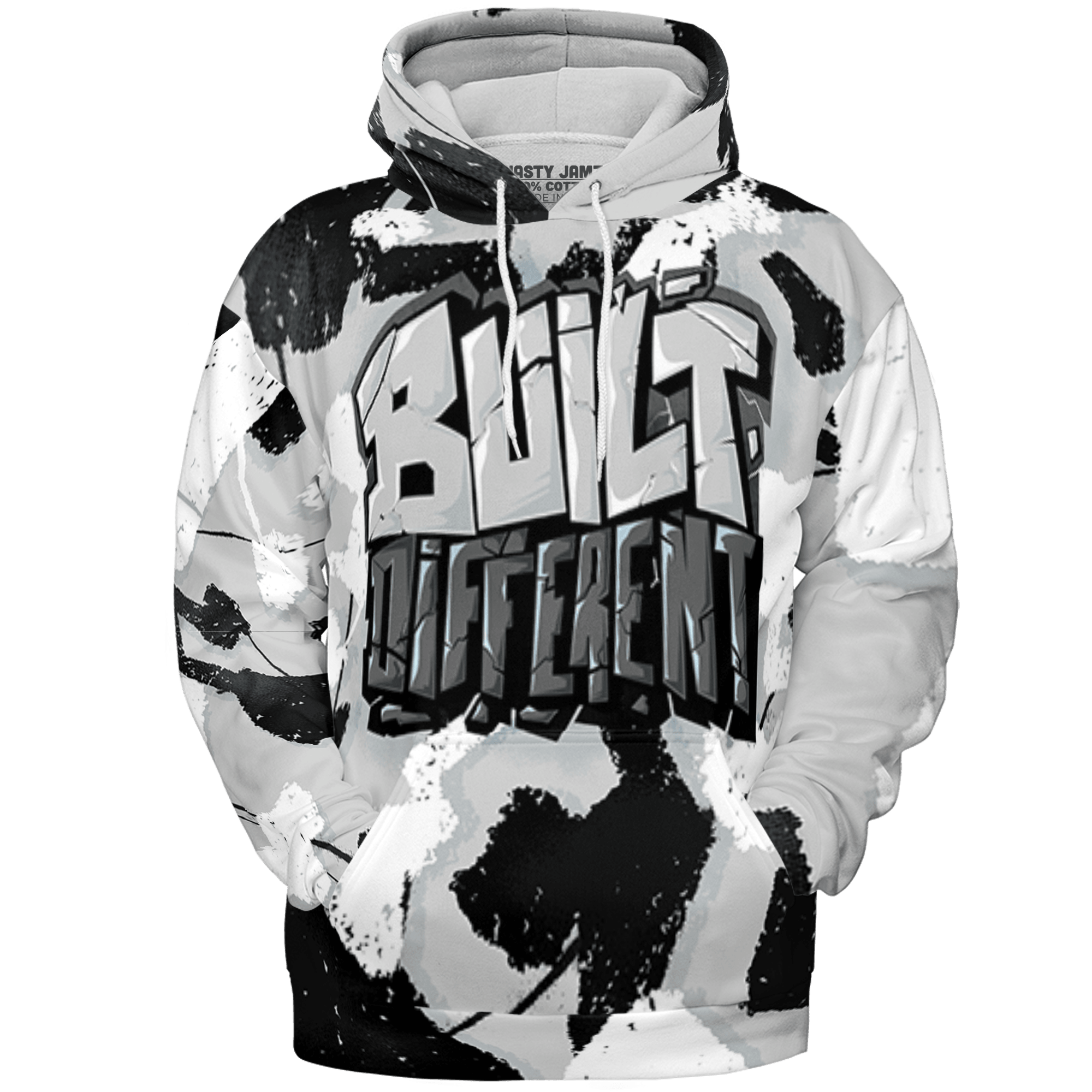 Retro High OG Black White 1s Hoodie Match Built Different 3D All-Over Print Broken - NastyJamz