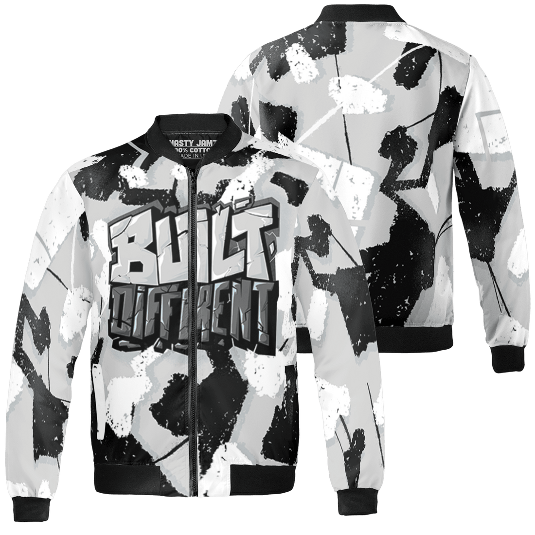 Retro High OG Black White 1s Jacket Match Built Different 3D All-Over Print Broken - NastyJamz