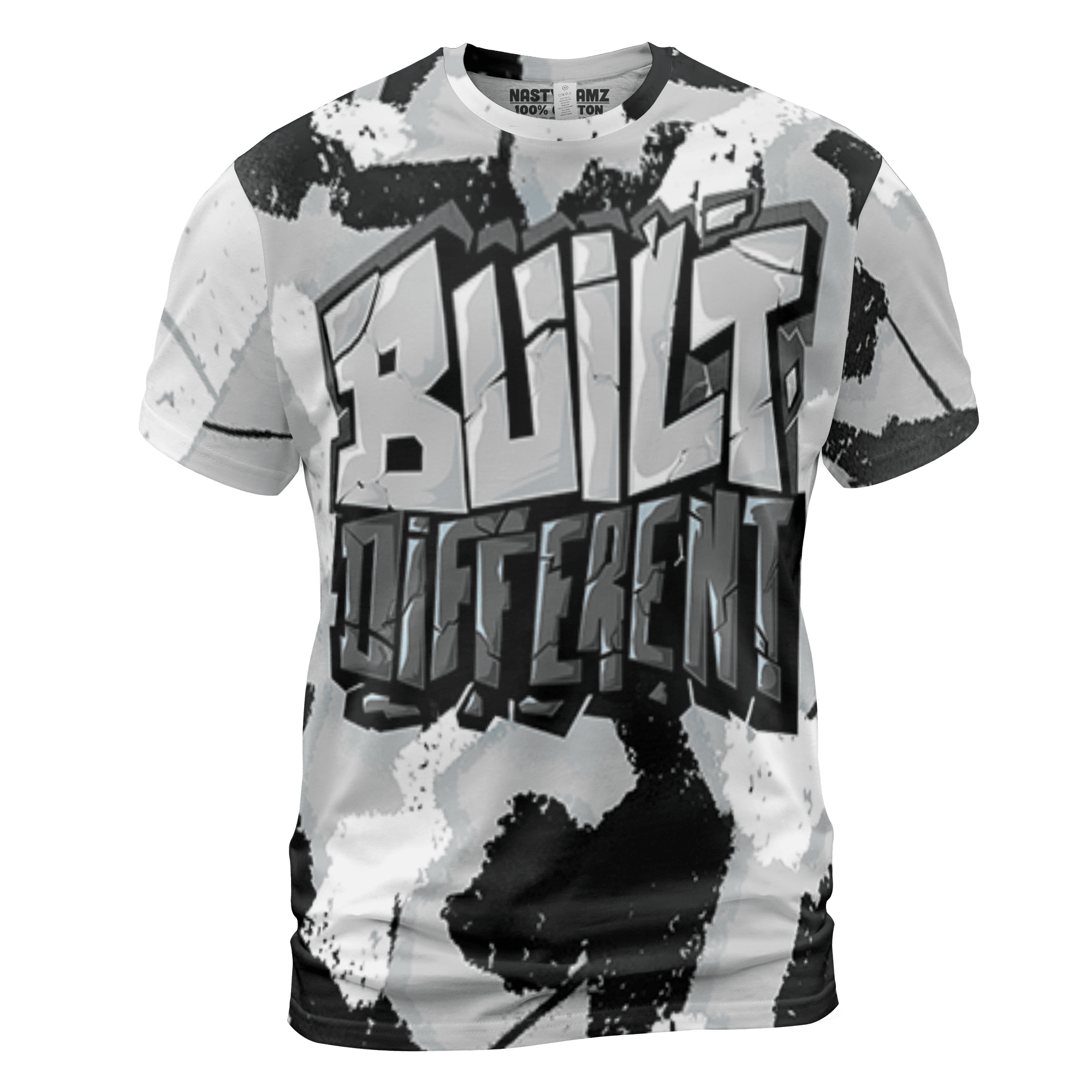 Retro High OG Black White 1s T Shirt Match Built Different 3D All-Over Print Broken - NastyJamz