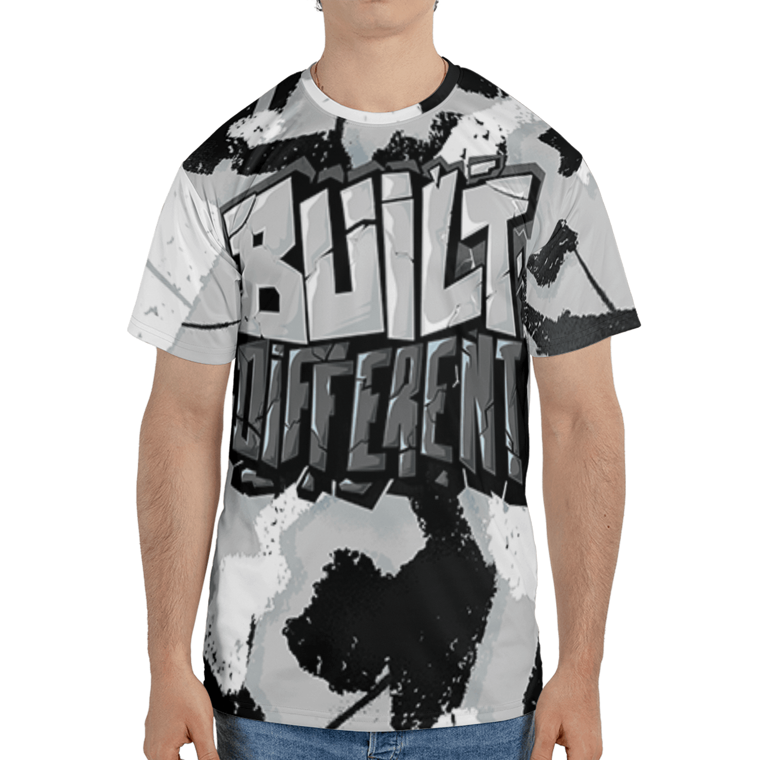 Retro High OG Black White 1s T Shirt Match Built Different 3D All-Over Print Broken - NastyJamz
