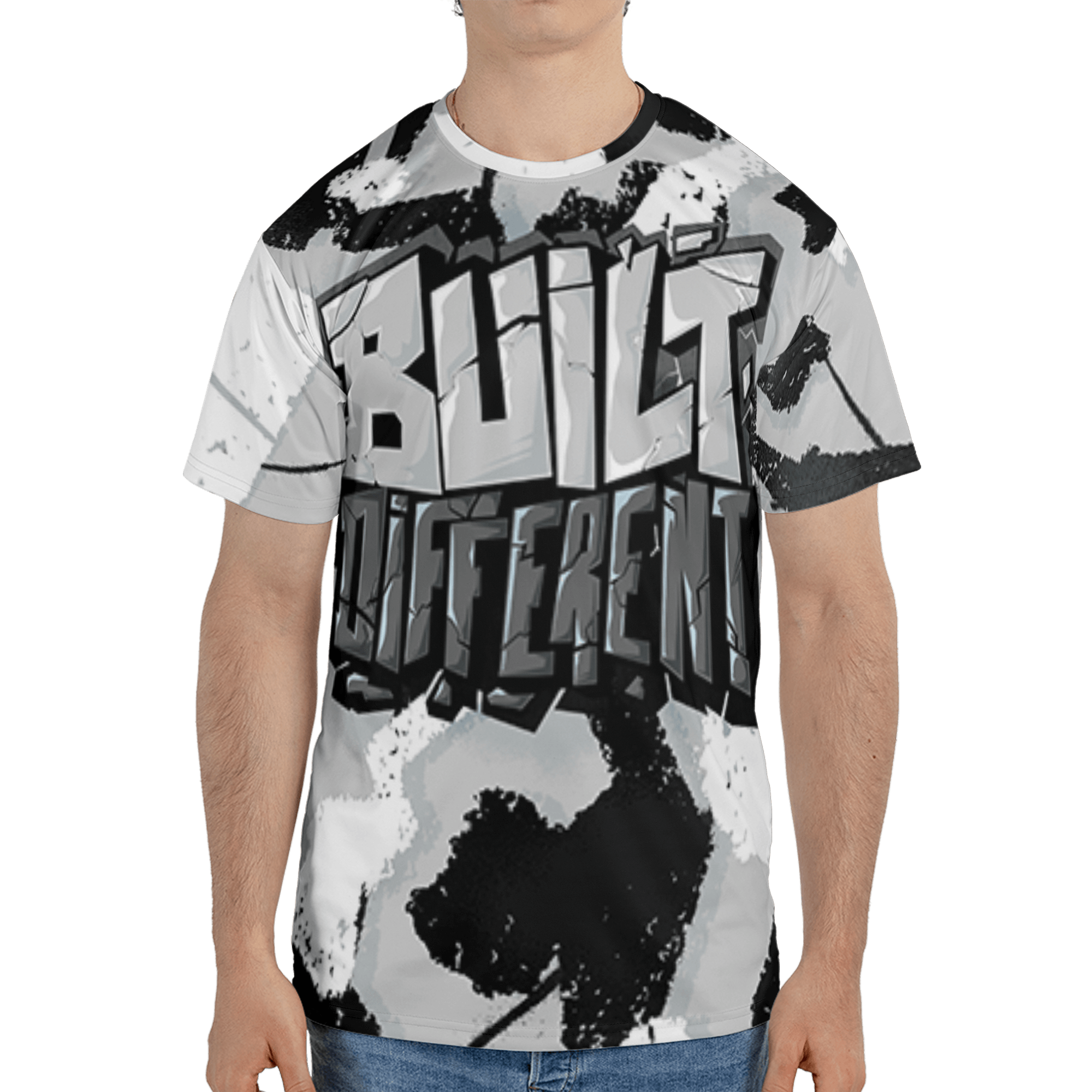 Retro High OG Black White 1s T Shirt Match Built Different 3D All-Over Print Broken - NastyJamz