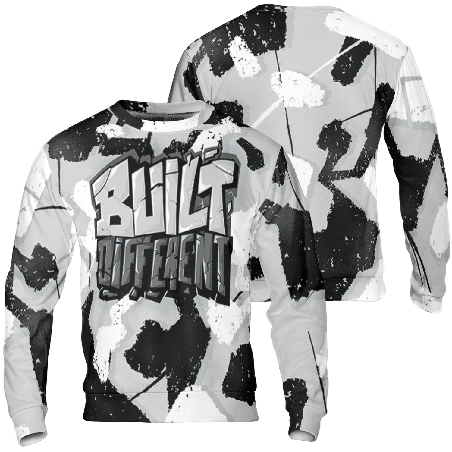 Retro High OG Black White 1s Sweatshirt Match Built Different 3D All-Over Print Broken - NastyJamz