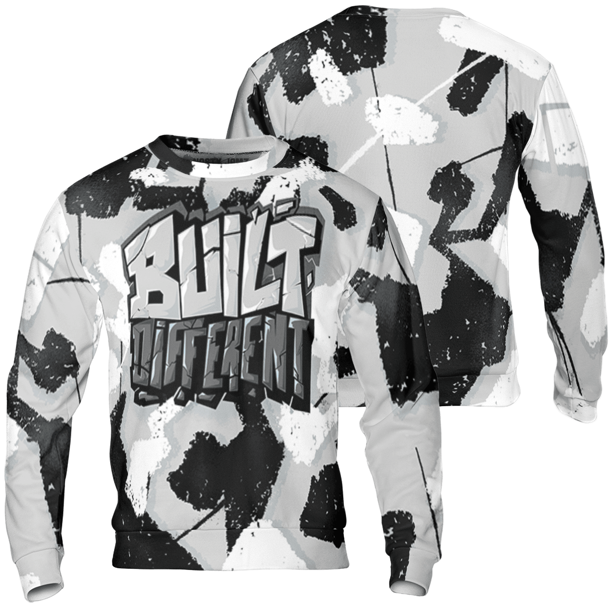 Retro High OG Black White 1s Sweatshirt Match Built Different 3D All-Over Print Broken - NastyJamz
