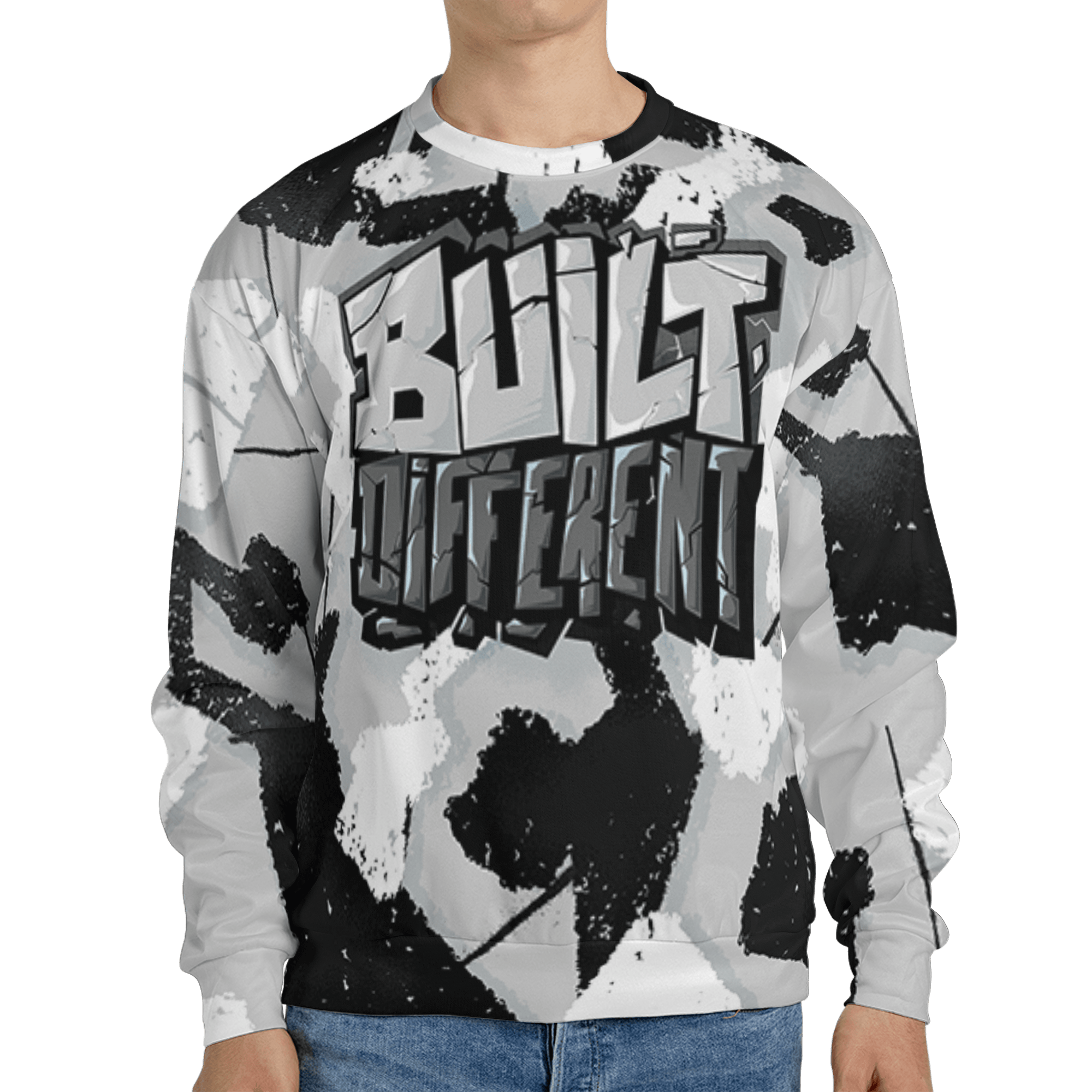 Retro High OG Black White 1s Sweatshirt Match Built Different 3D All-Over Print Broken - NastyJamz