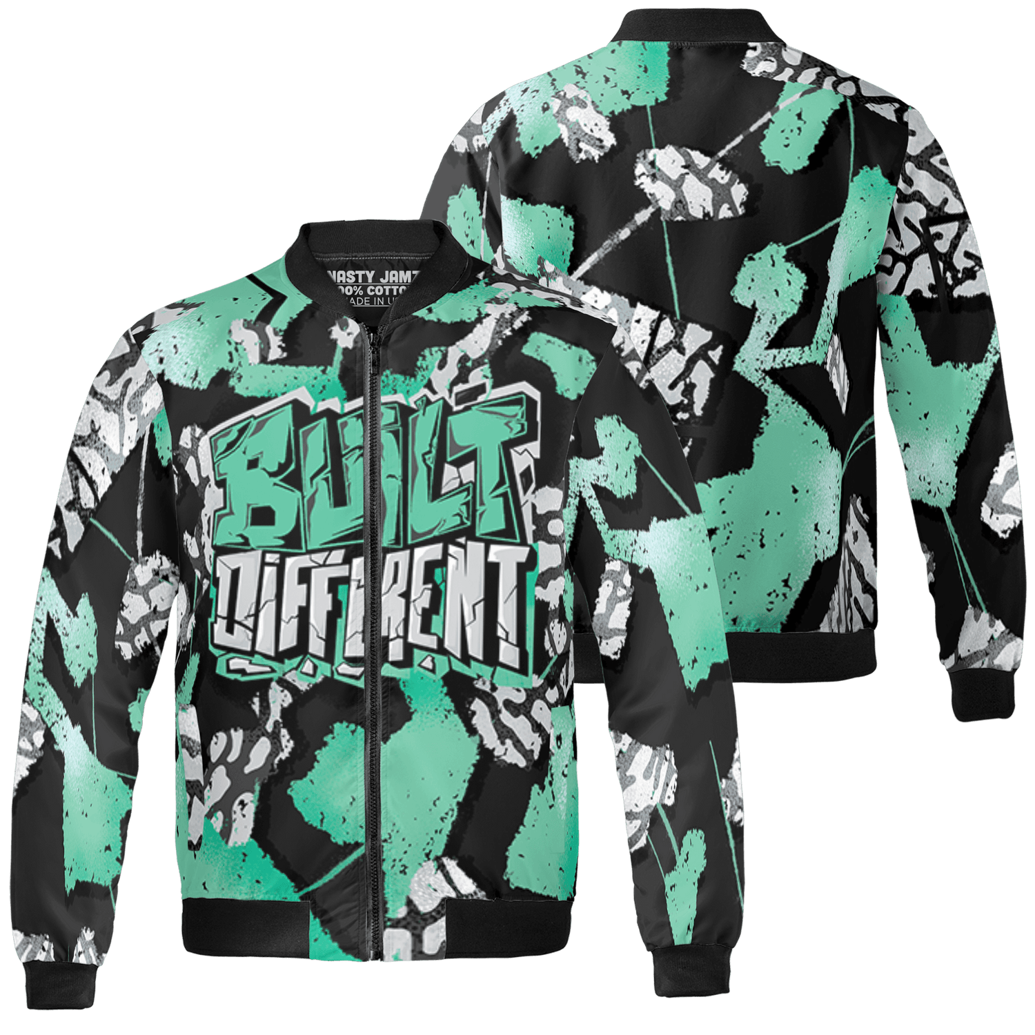 Green Glow 3s Jacket Match Built Different 3D All-Over Print Broken - NastyJamz