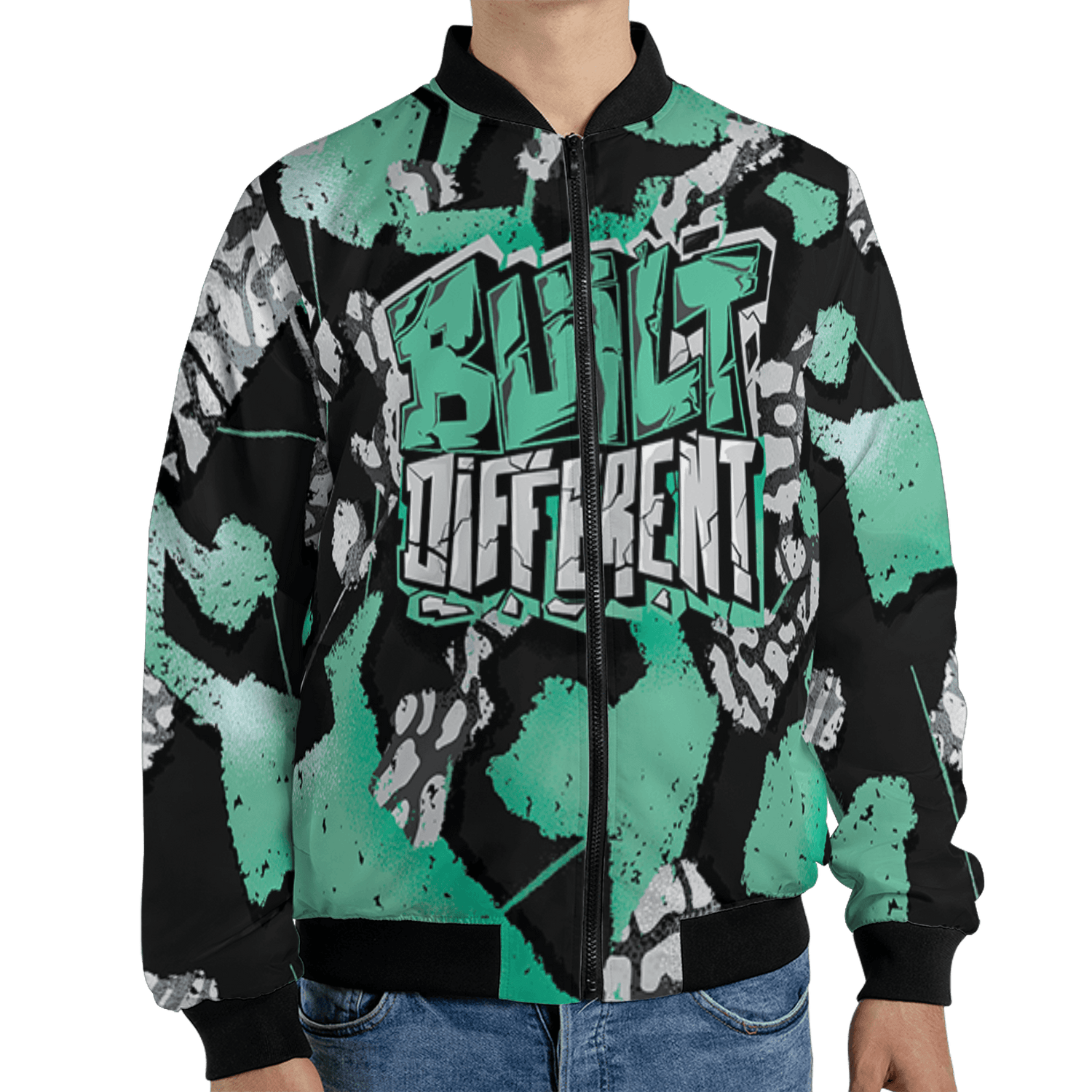 Green Glow 3s Jacket Match Built Different 3D All-Over Print Broken - NastyJamz