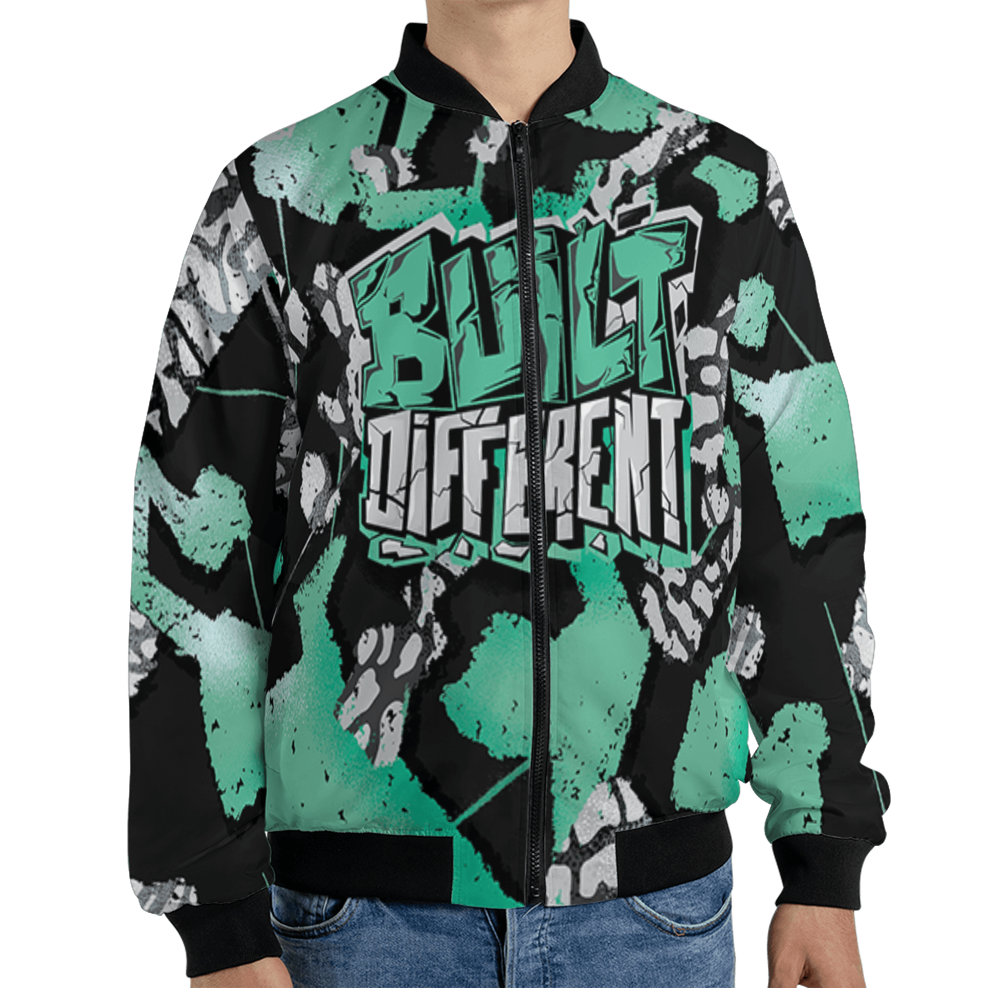 Green Glow 3s Jacket Match Built Different 3D All-Over Print Broken - NastyJamz