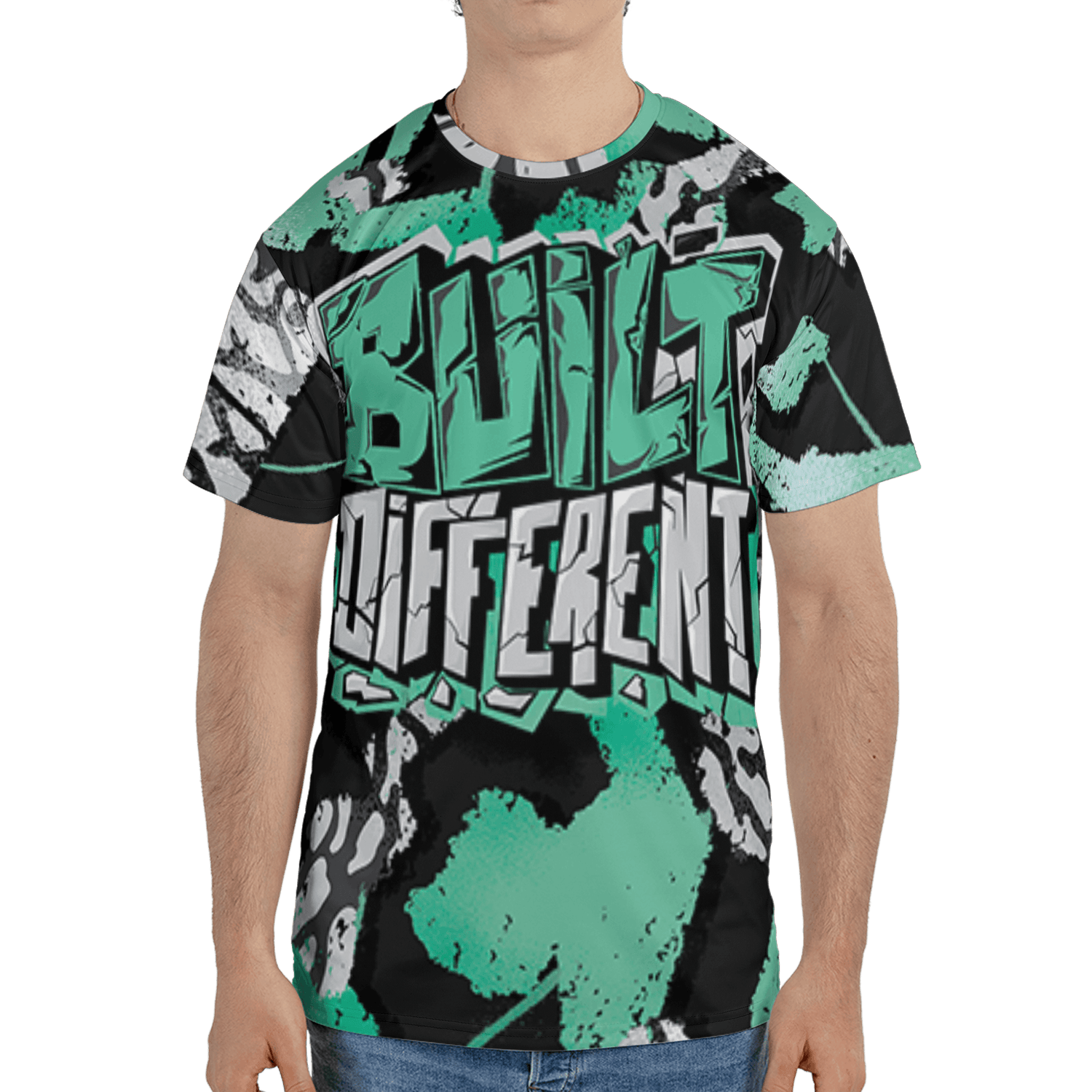 Green Glow 3s T Shirt Match Built Different 3D All-Over Print Broken - NastyJamz