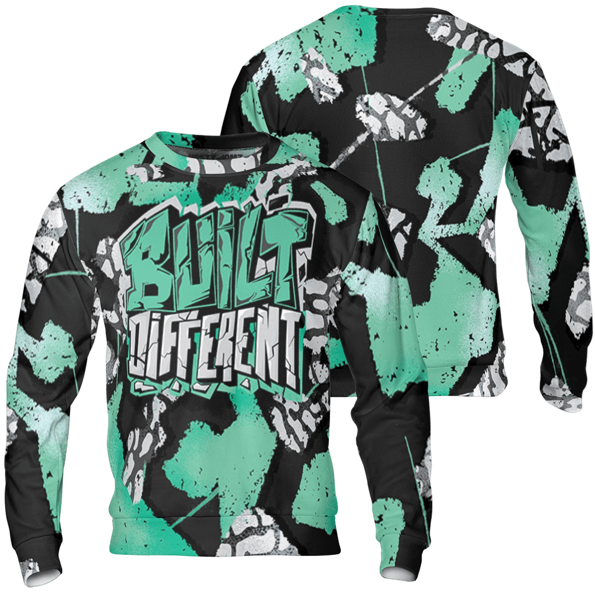 Green Glow 3s Sweatshirt Match Built Different 3D All-Over Print Broken - NastyJamz