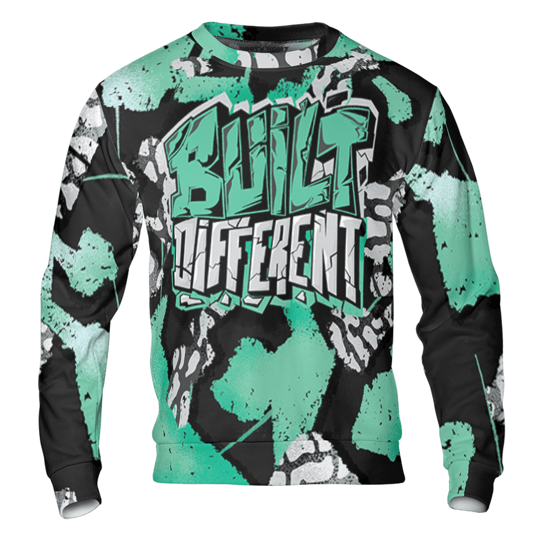 Green Glow 3s Sweatshirt Match Built Different 3D All-Over Print Broken - NastyJamz