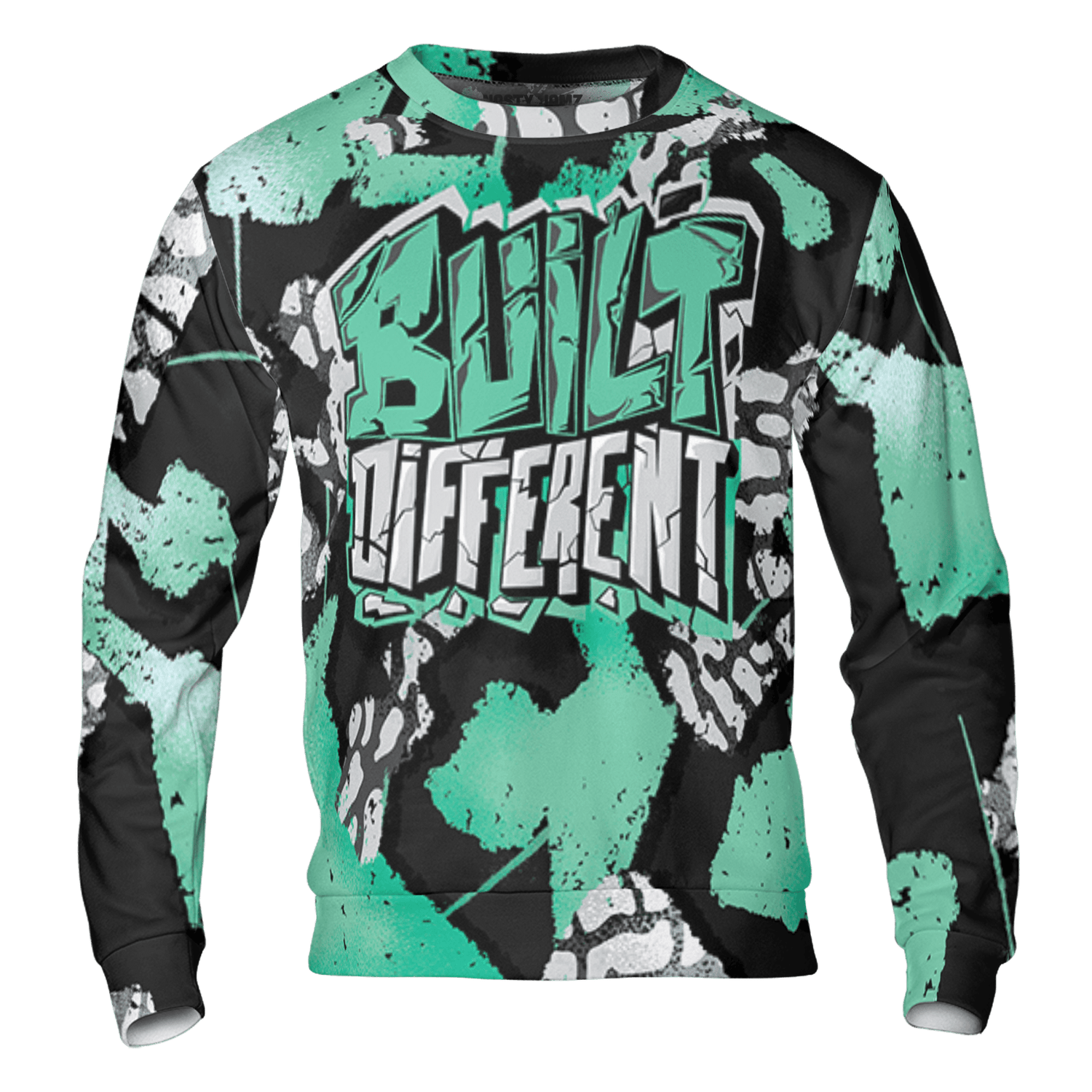 Green Glow 3s Sweatshirt Match Built Different 3D All-Over Print Broken - NastyJamz