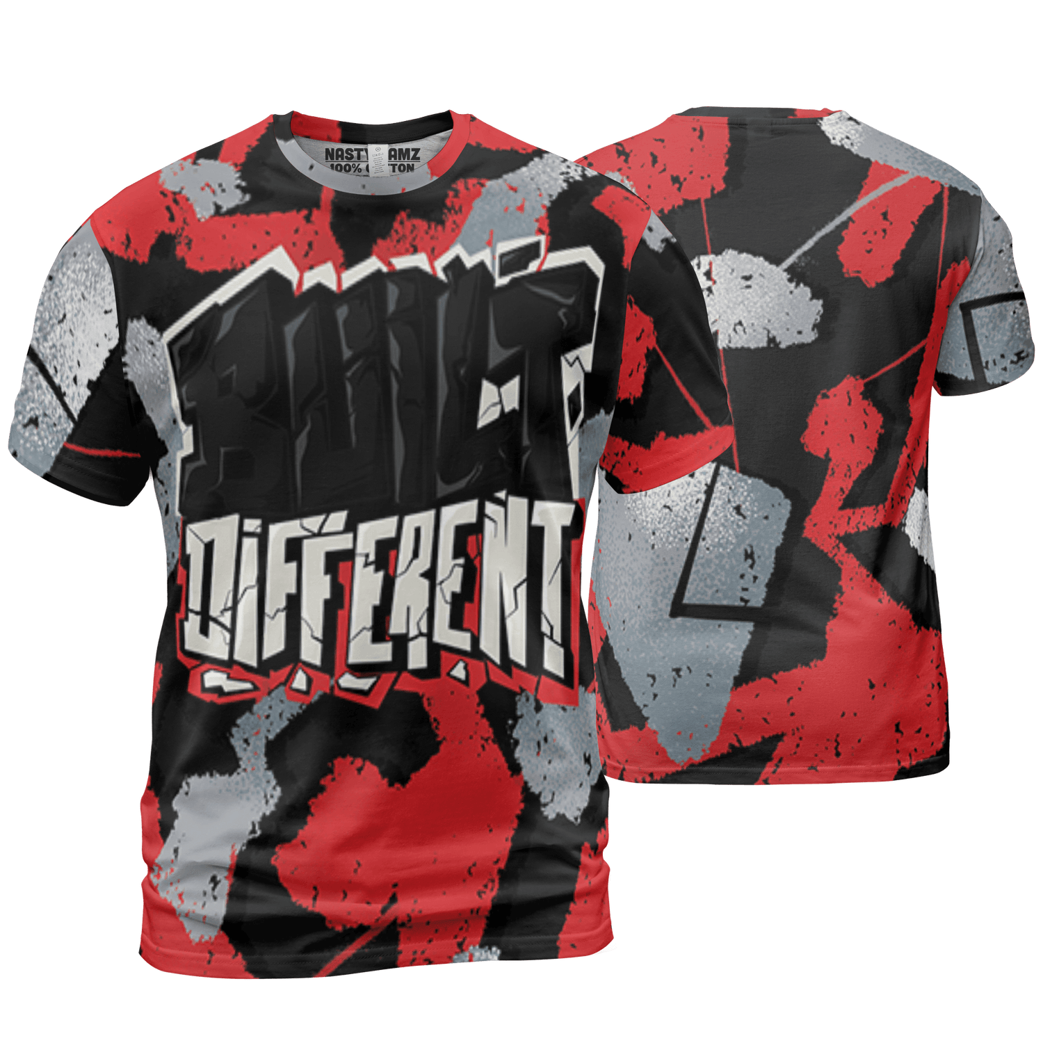 Bred Reimagined 4s T Shirt Match Built Different 3D All-Over Print Broken - NastyJamz