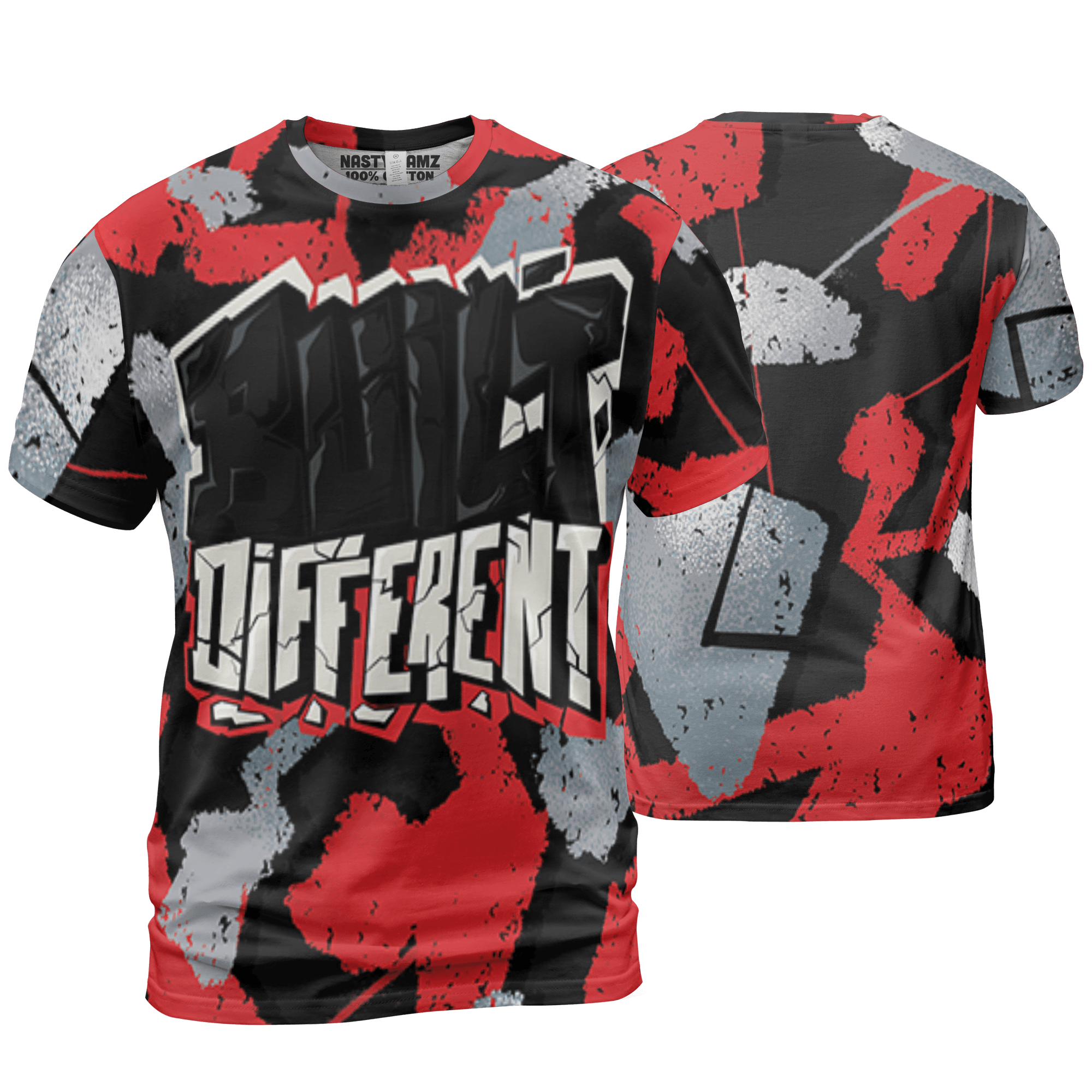 Bred Reimagined 4s T Shirt Match Built Different 3D All-Over Print Broken - NastyJamz