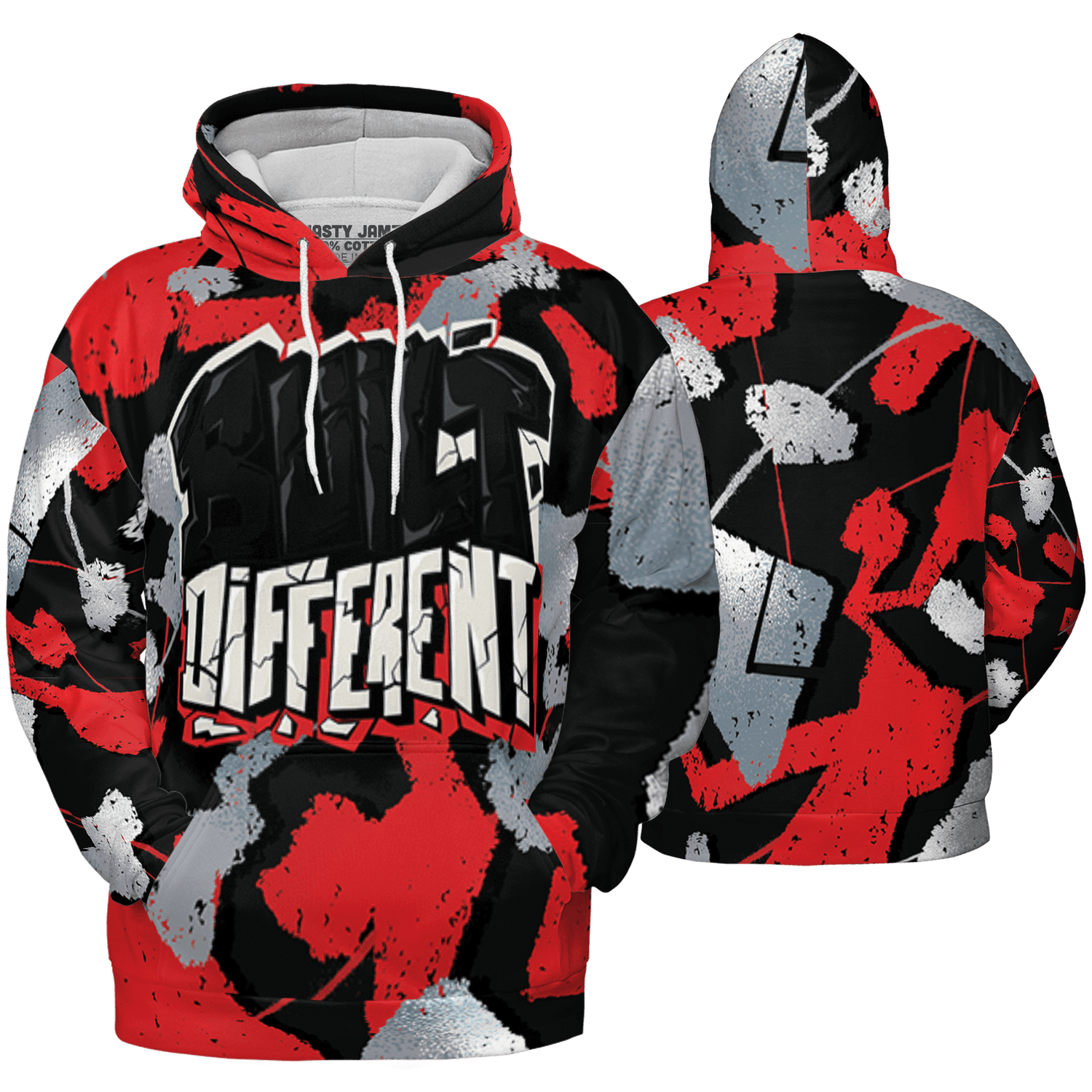 Bred Reimagined 4s Hoodie Match Built Different 3D All-Over Print Broken - NastyJamz