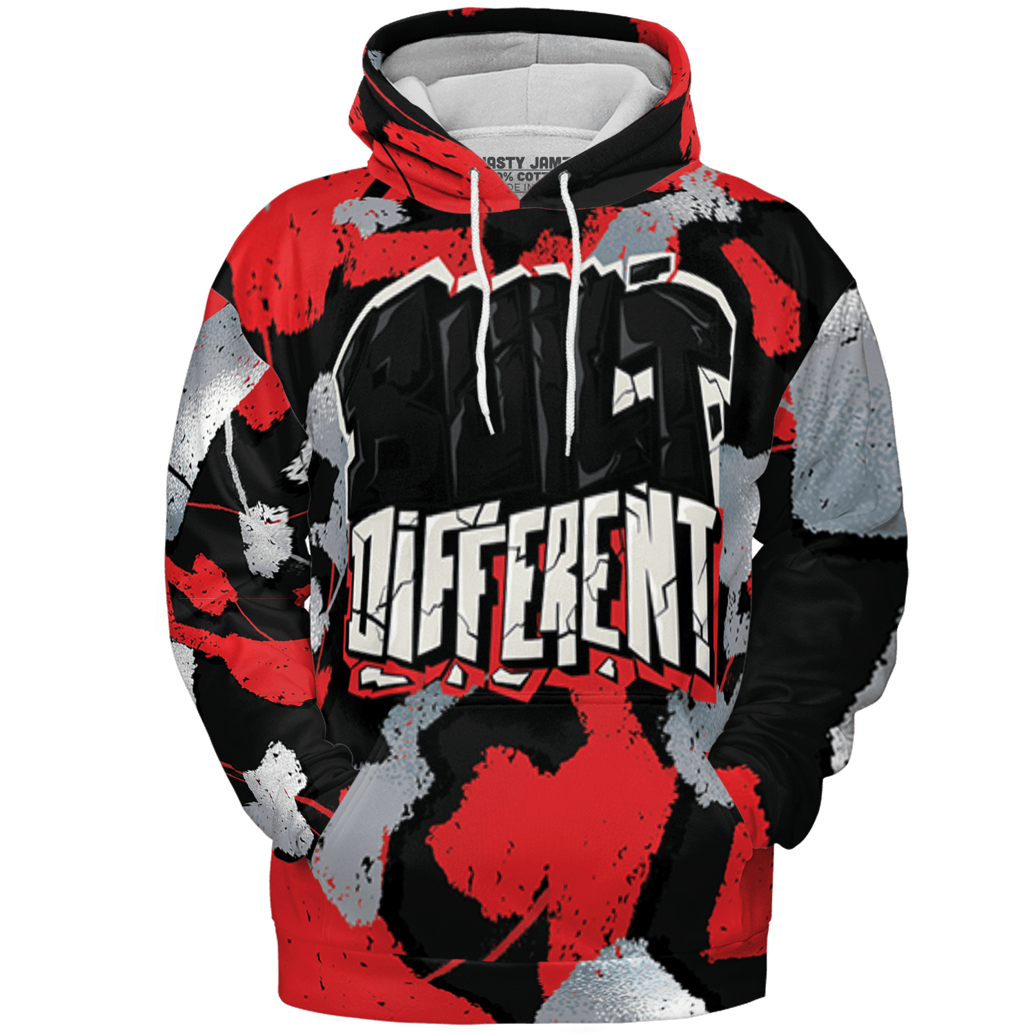 Bred Reimagined 4s Hoodie Match Built Different 3D All-Over Print Broken - NastyJamz