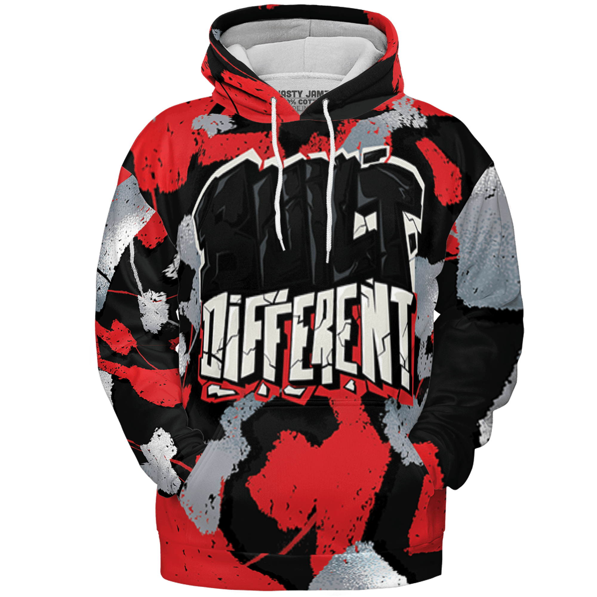 Bred Reimagined 4s Hoodie Match Built Different 3D All-Over Print Broken - NastyJamz