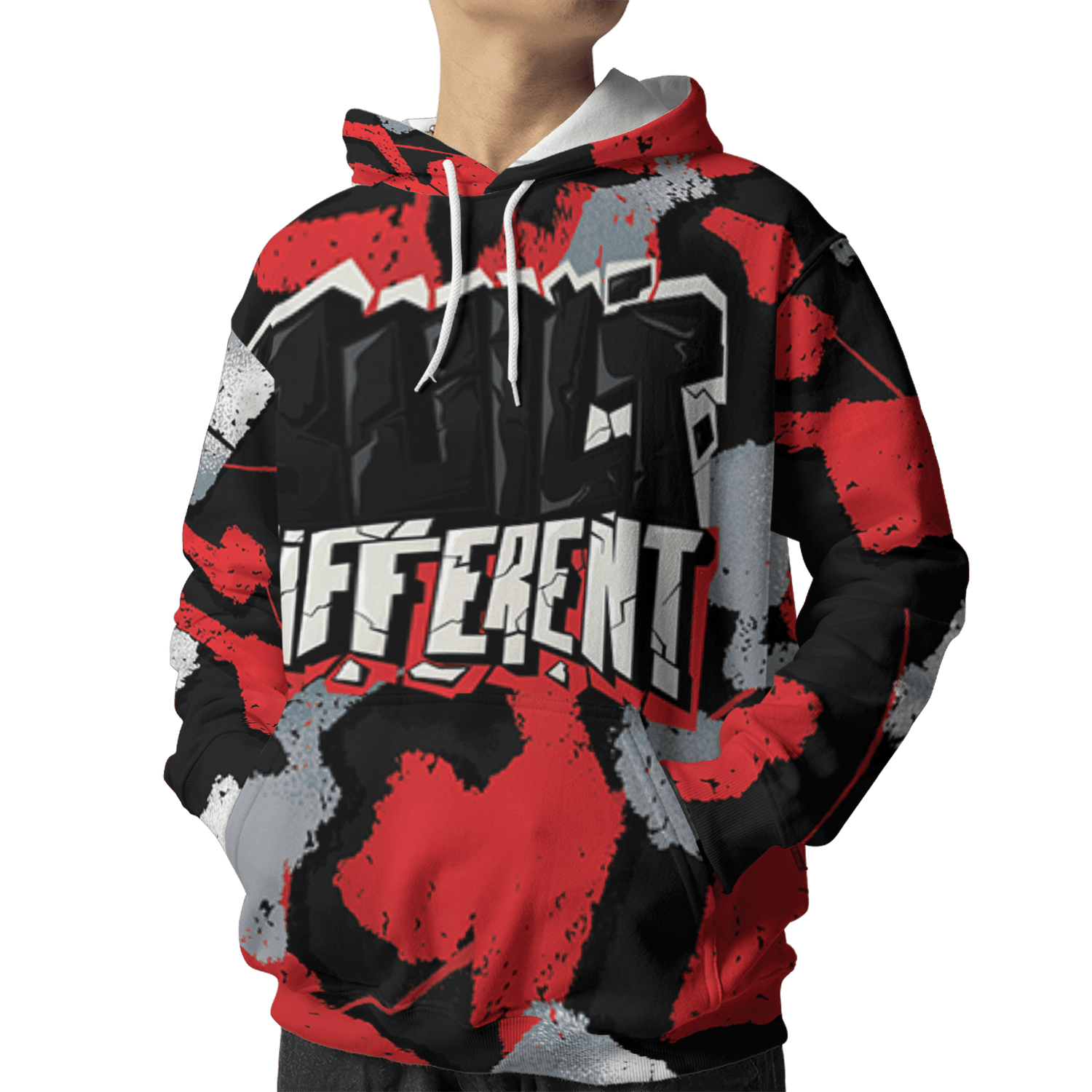 Bred Reimagined 4s Hoodie Match Built Different 3D All-Over Print Broken - NastyJamz