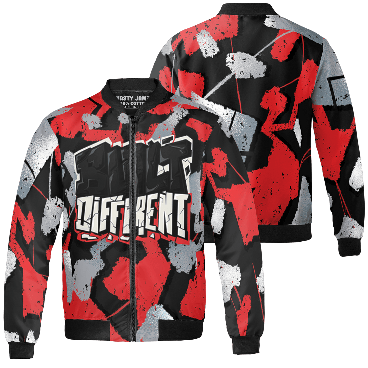 Bred Reimagined 4s Jacket Match Built Different 3D All-Over Print Broken - NastyJamz
