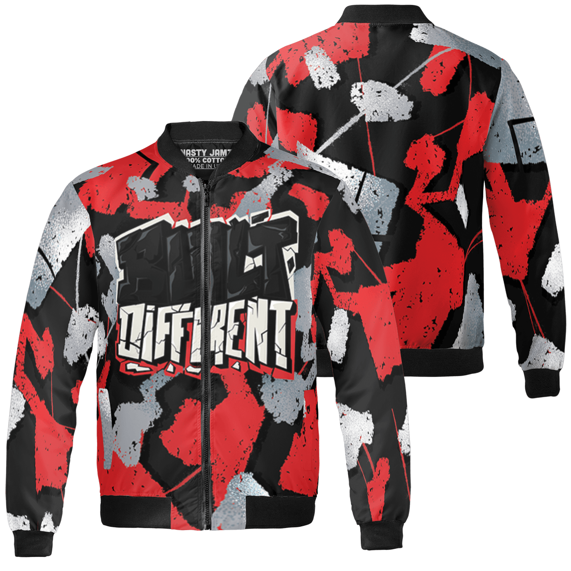 Bred Reimagined 4s Jacket Match Built Different 3D All-Over Print Broken - NastyJamz