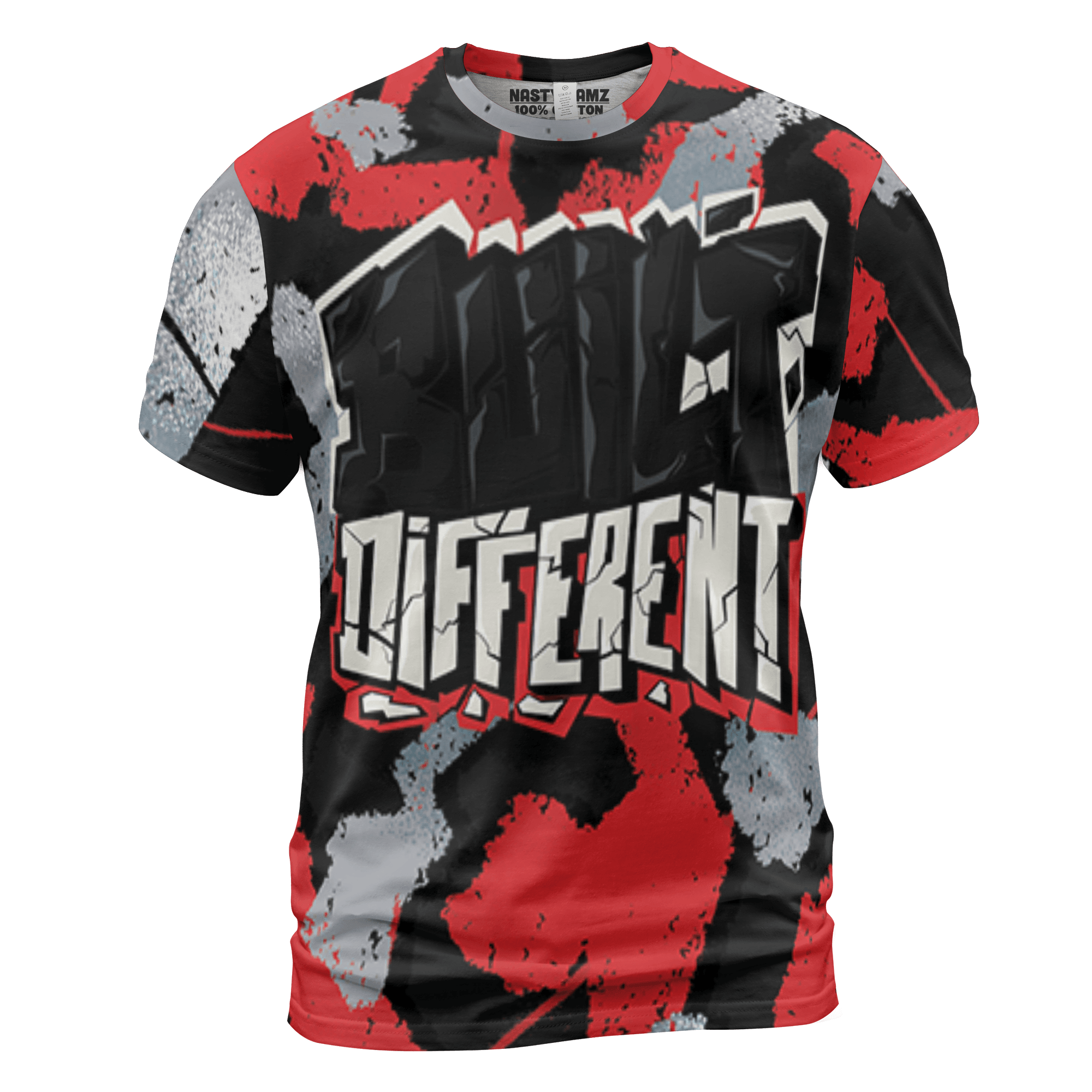 Bred Reimagined 4s T Shirt Match Built Different 3D All-Over Print Broken - NastyJamz