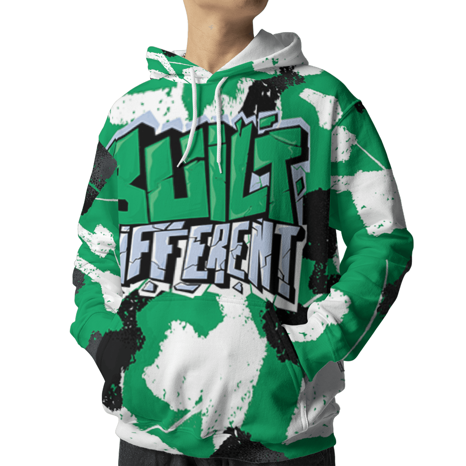 Lucky Green 5s Hoodie Match Built Different 3D All-Over Print Broken - NastyJamz