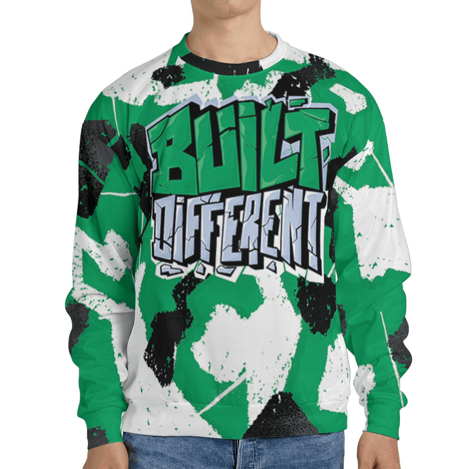 Lucky Green 5s Sweatshirt Match Built Different 3D All-Over Print Broken - NastyJamz