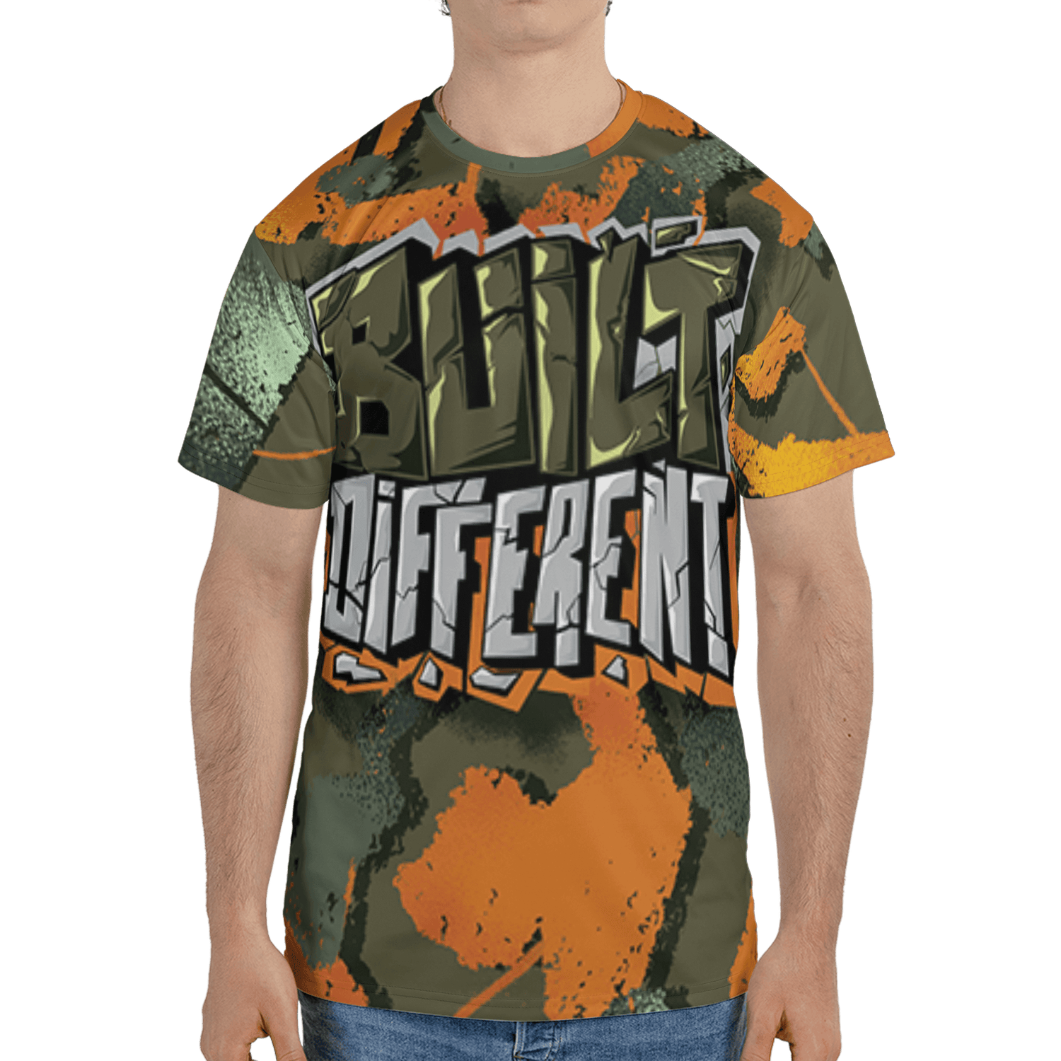 Olive 5s T Shirt Match Built Different 3D All-Over Print Broken - NastyJamz