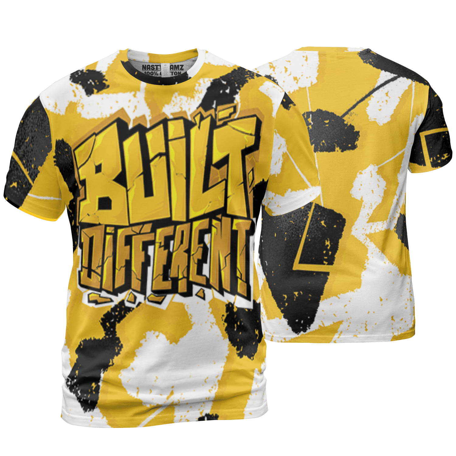 Yellow Ochre 6s T Shirt Match Built Different 3D All-Over Print Broken - NastyJamz