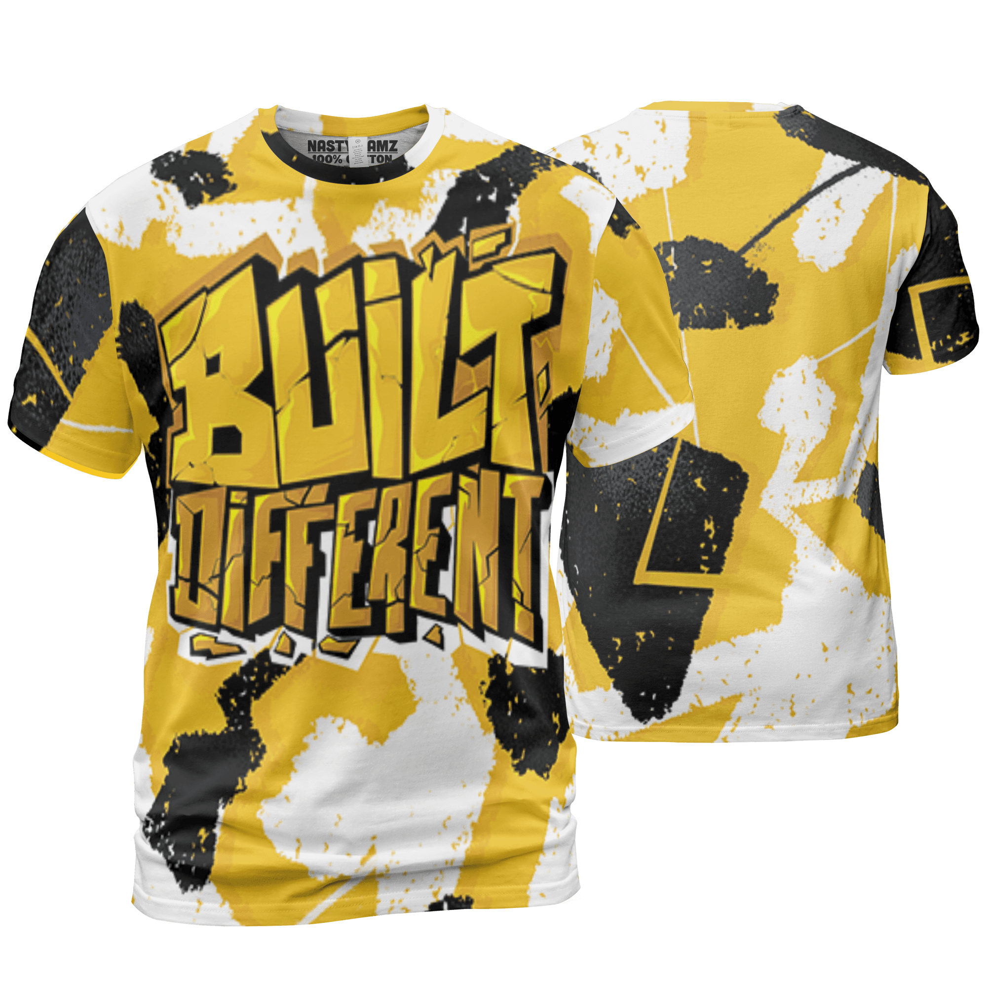 Yellow Ochre 6s T Shirt Match Built Different 3D All-Over Print Broken - NastyJamz