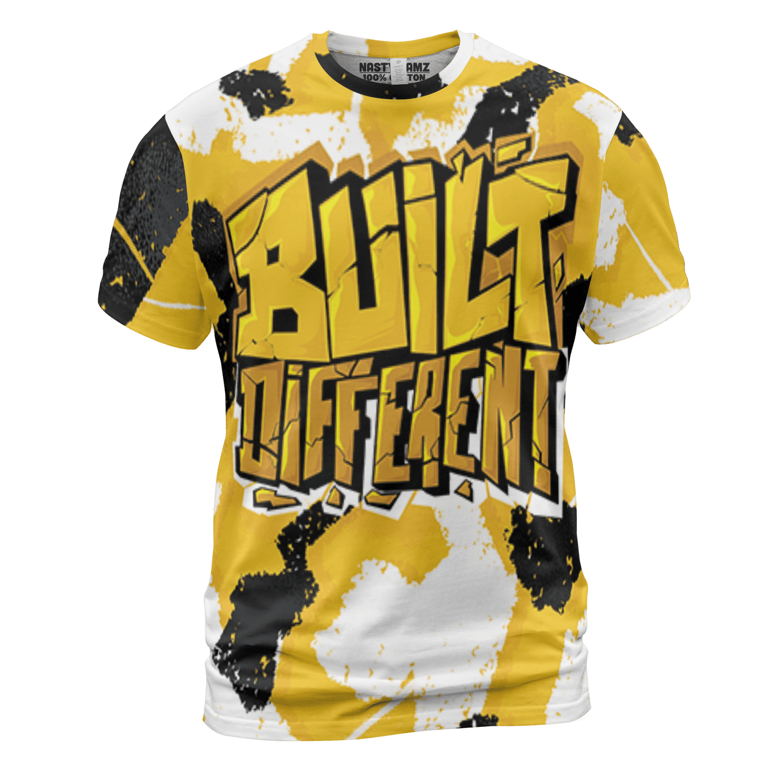 Yellow Ochre 6s T Shirt Match Built Different 3D All-Over Print Broken - NastyJamz