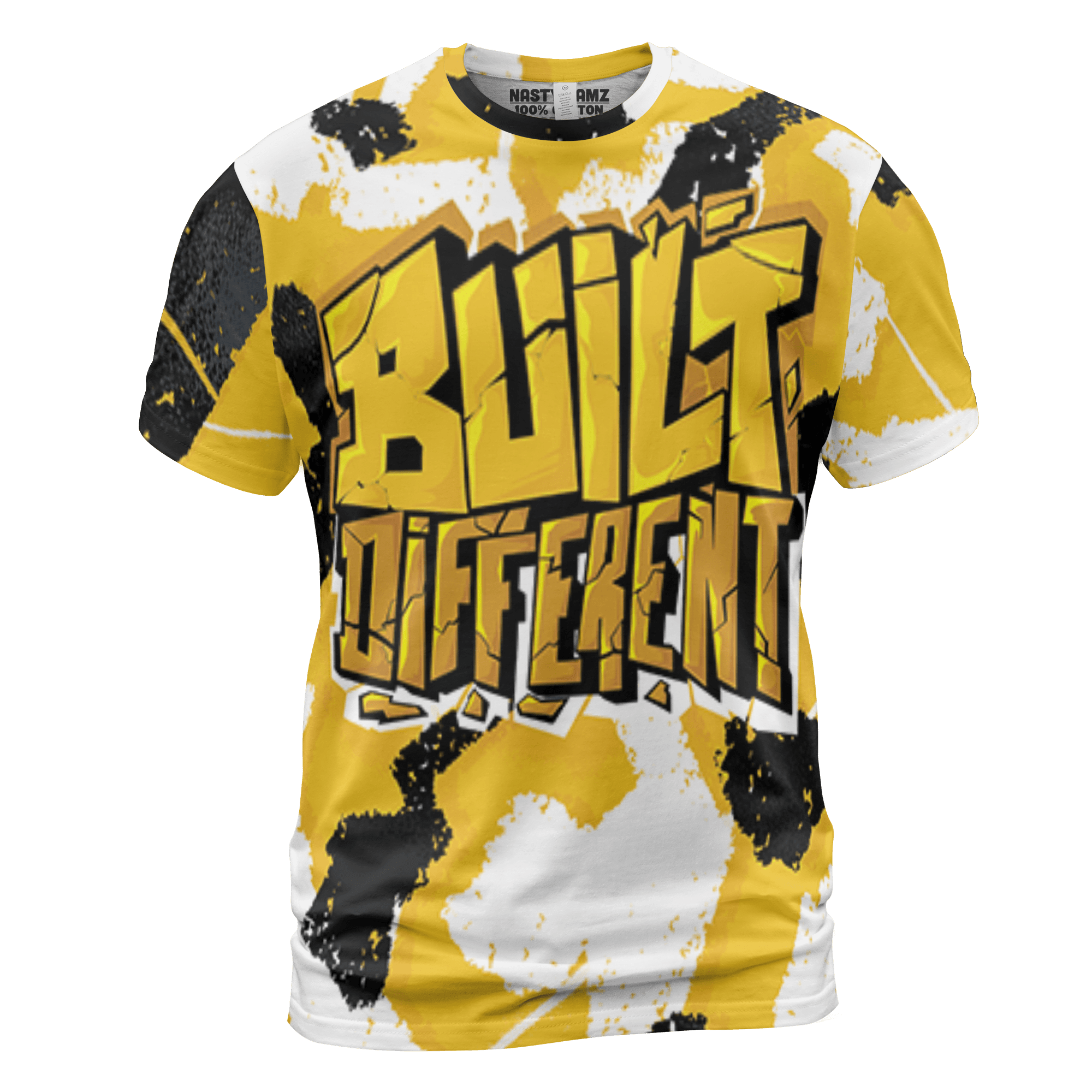 Yellow Ochre 6s T Shirt Match Built Different 3D All-Over Print Broken - NastyJamz