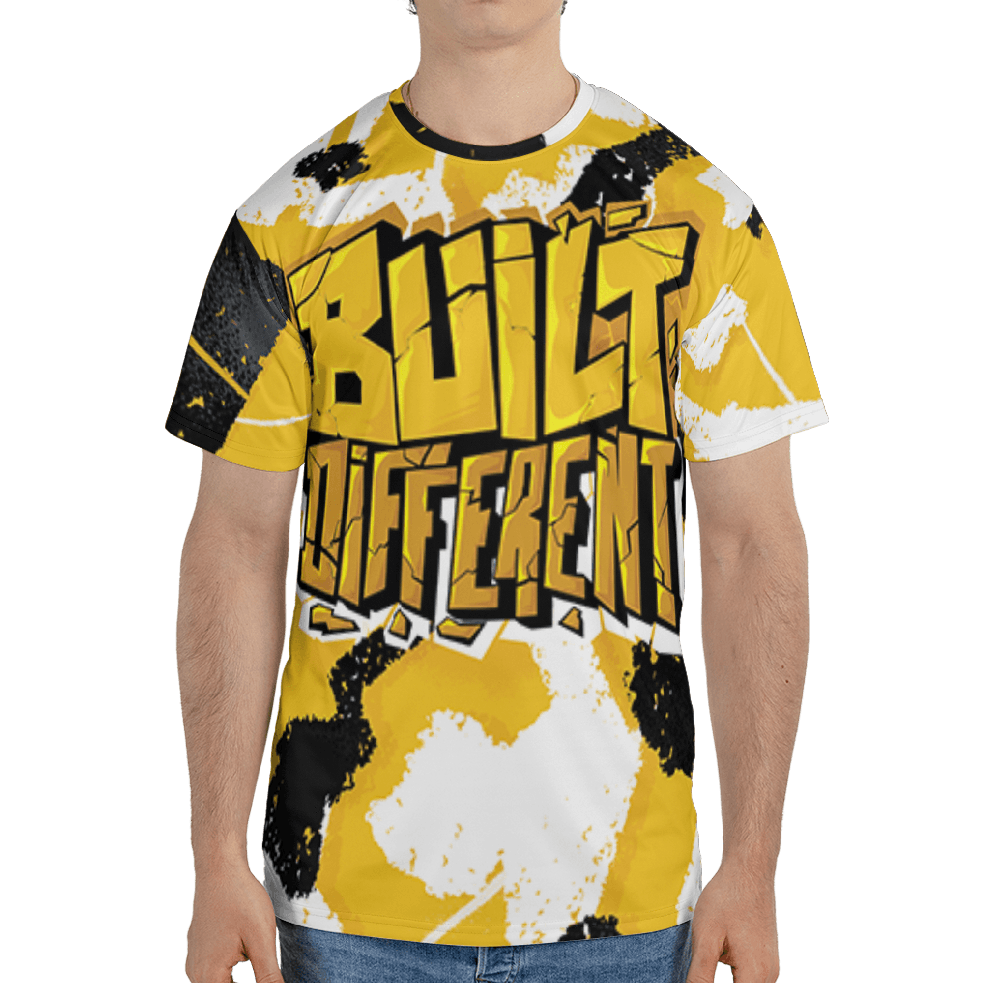 Yellow Ochre 6s T Shirt Match Built Different 3D All-Over Print Broken - NastyJamz