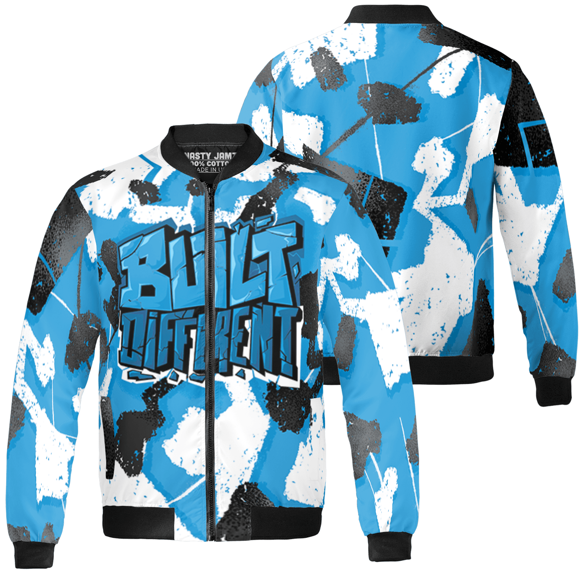Powder Blue 9s Jacket Match Built Different 3D All-Over Print Broken - NastyJamz