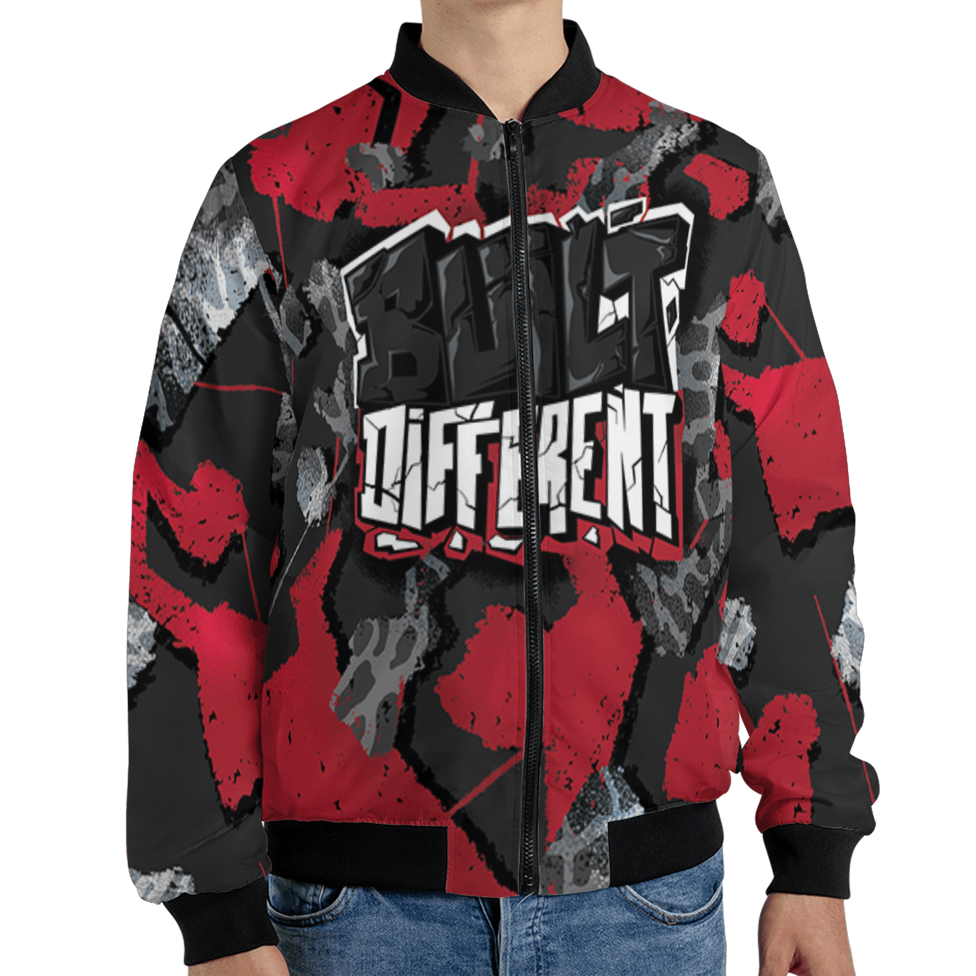 Spizike Low Bred Jacket Match Built Different 3D All-Over Print Broken - NastyJamz