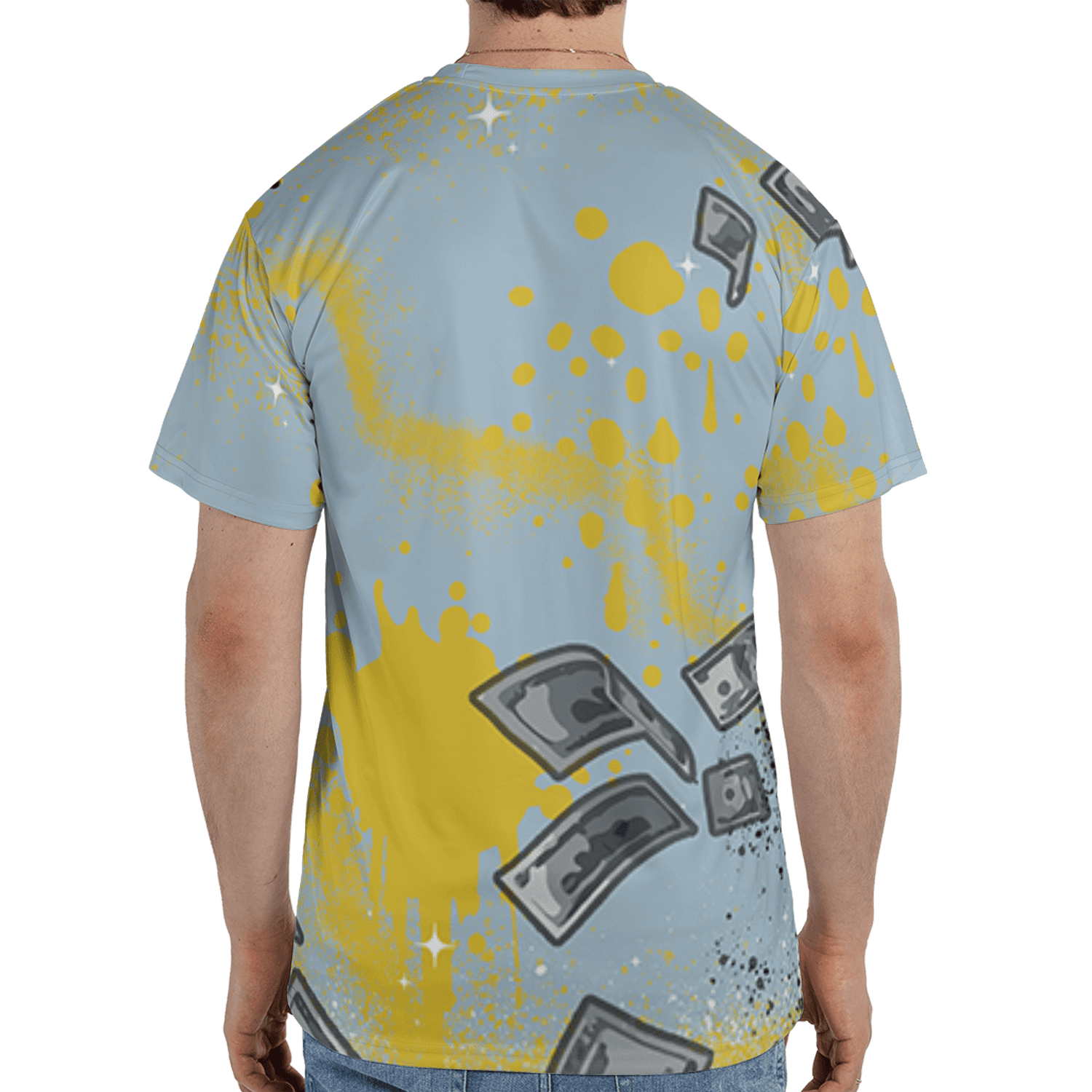 Blue Grey 13s T Shirt Match Cash Money 3D All-Over Print Splash Paint - NastyJamz