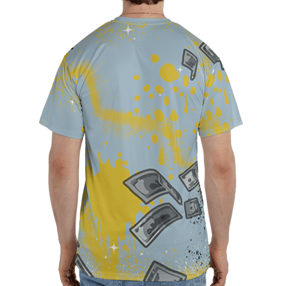 Blue Grey 13s T Shirt Match Cash Money 3D All-Over Print Splash Paint - NastyJamz