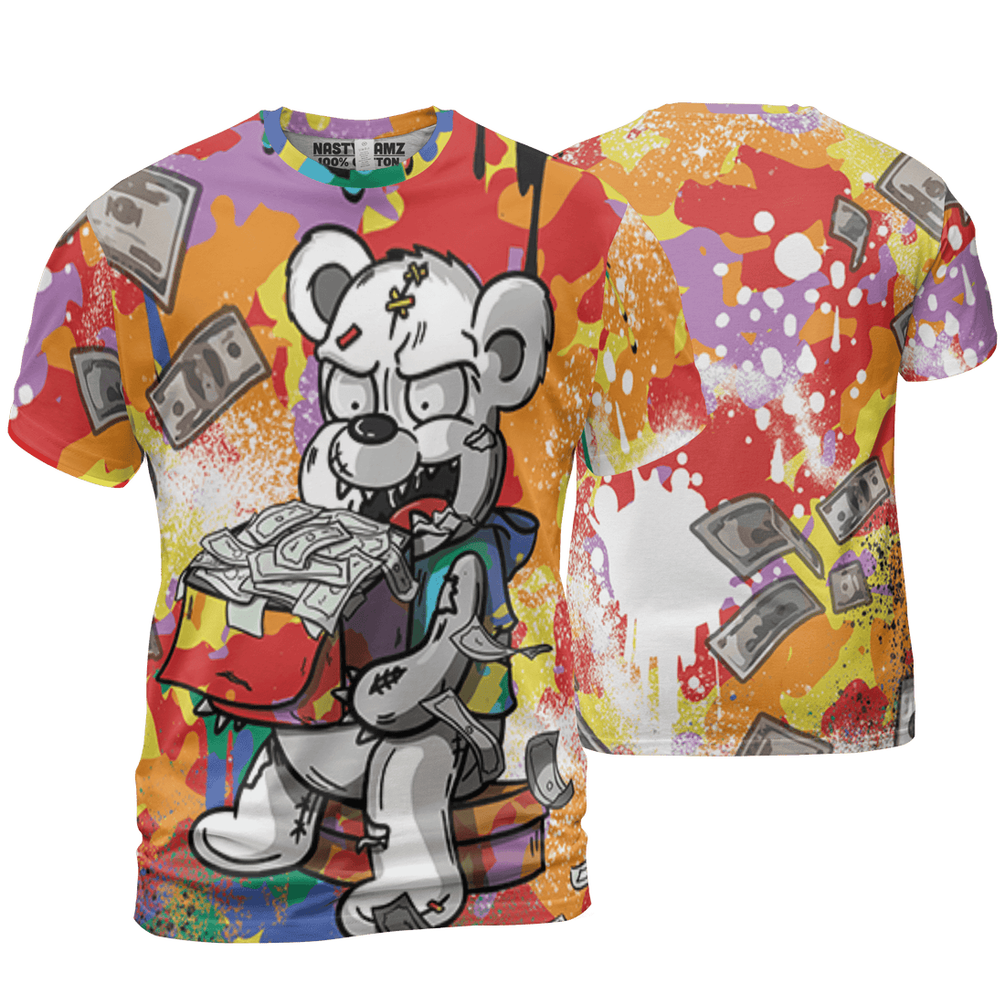Mid GS Six Championships 1s T Shirt Match Cash Money 3D All-Over Print Splash Paint - NastyJamz