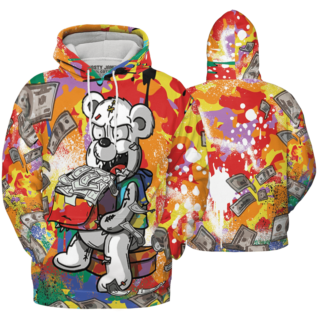 Mid GS Six Championships 1s Hoodie Match Cash Money 3D All-Over Print Splash Paint - NastyJamz